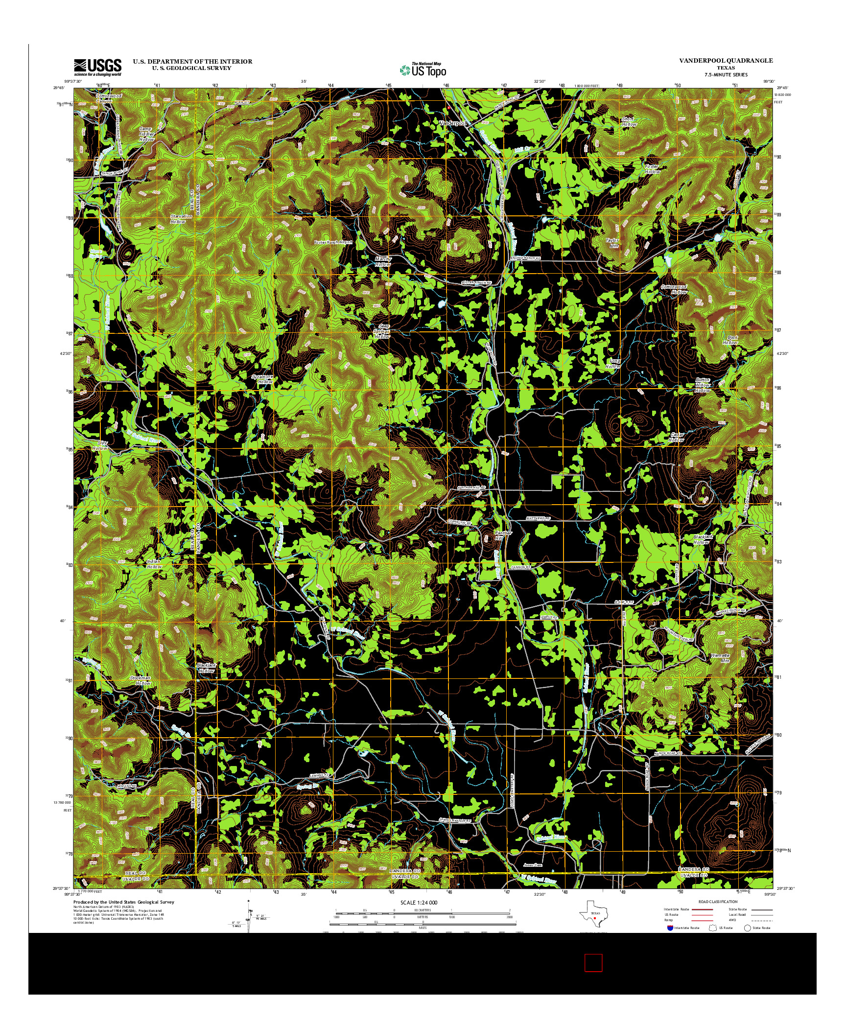USGS US TOPO 7.5-MINUTE MAP FOR VANDERPOOL, TX 2013