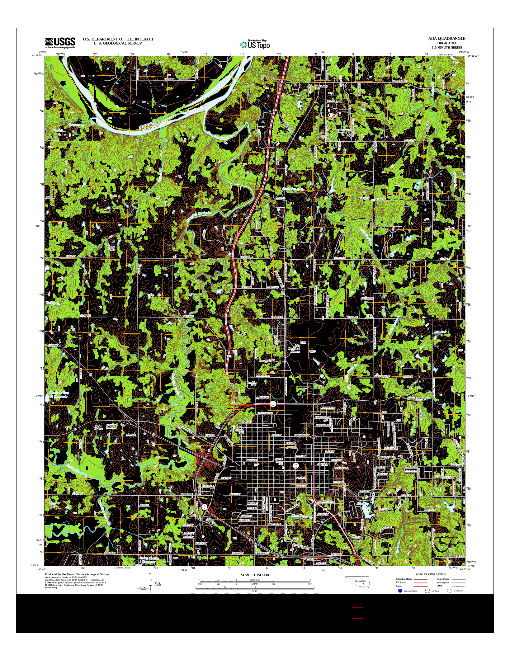 USGS US TOPO 7.5-MINUTE MAP FOR ADA, OK 2013