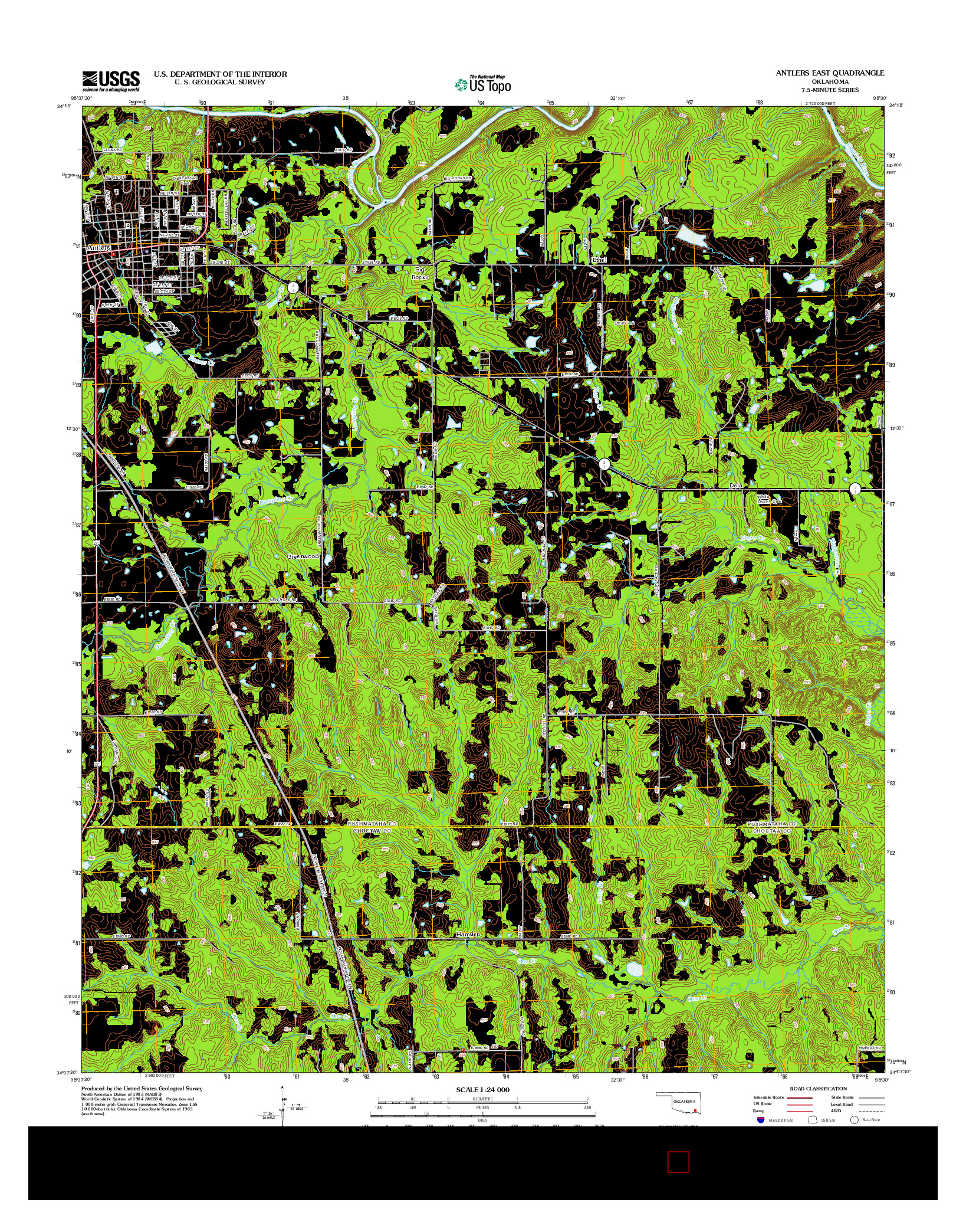 USGS US TOPO 7.5-MINUTE MAP FOR ANTLERS EAST, OK 2013