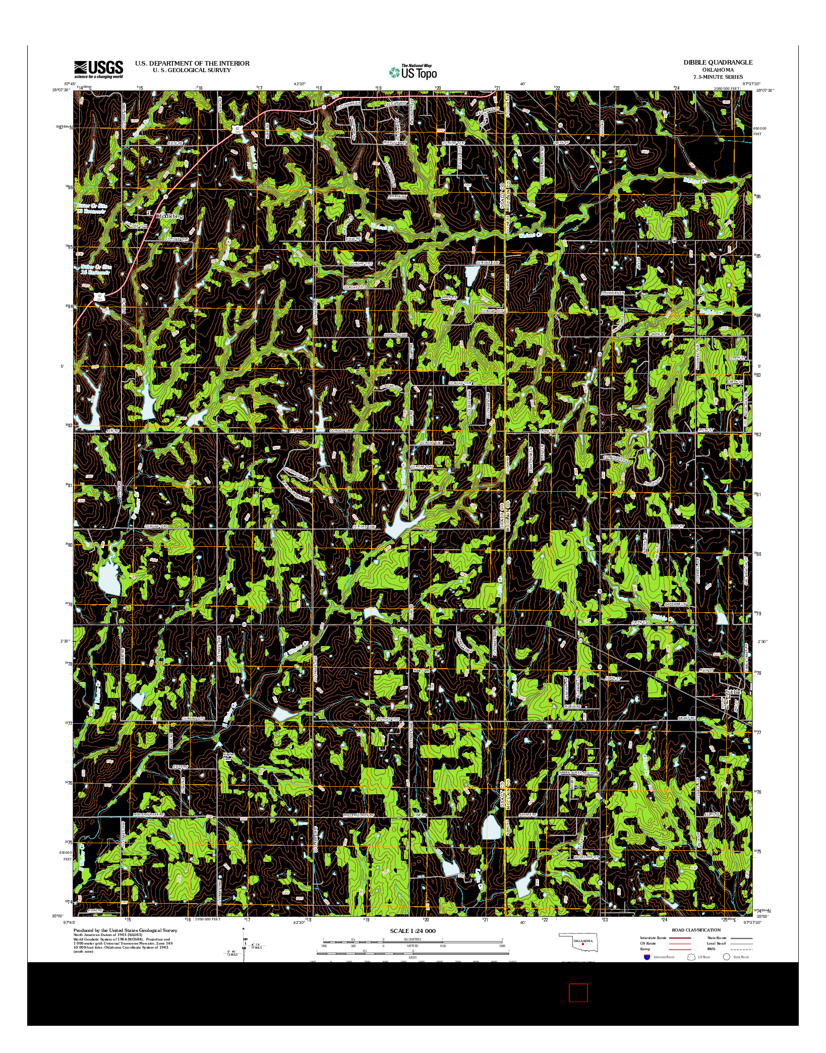 USGS US TOPO 7.5-MINUTE MAP FOR DIBBLE, OK 2013