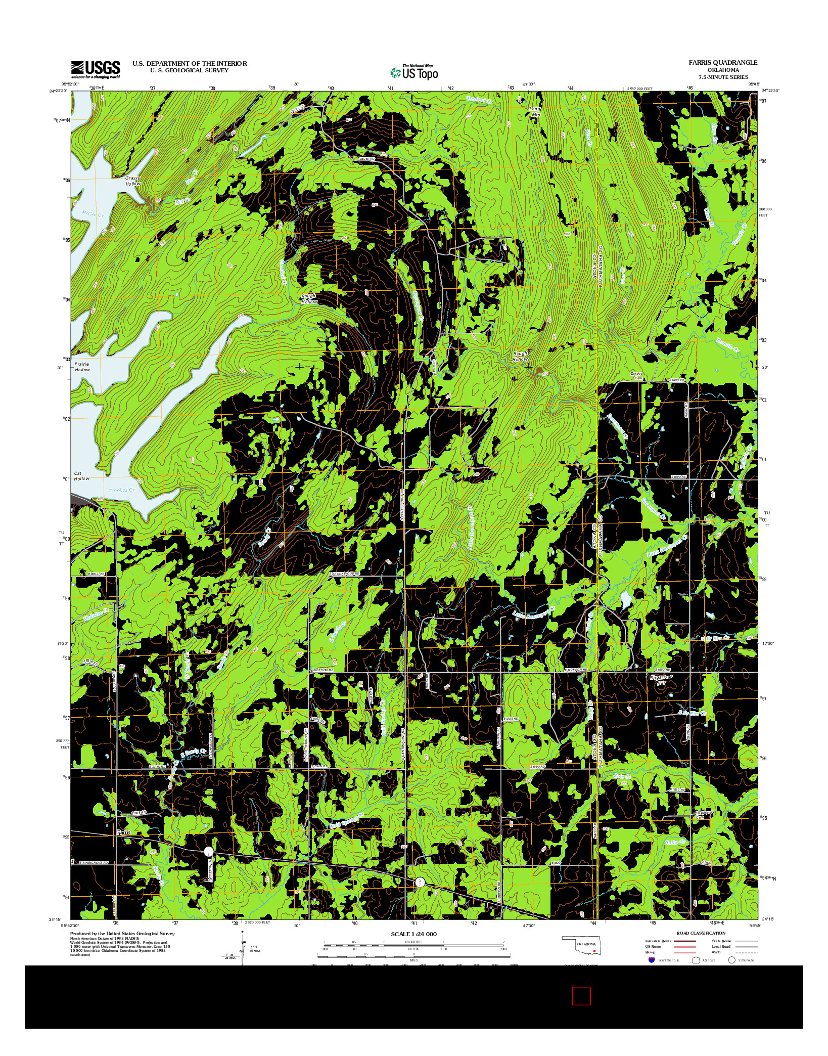 USGS US TOPO 7.5-MINUTE MAP FOR FARRIS, OK 2013