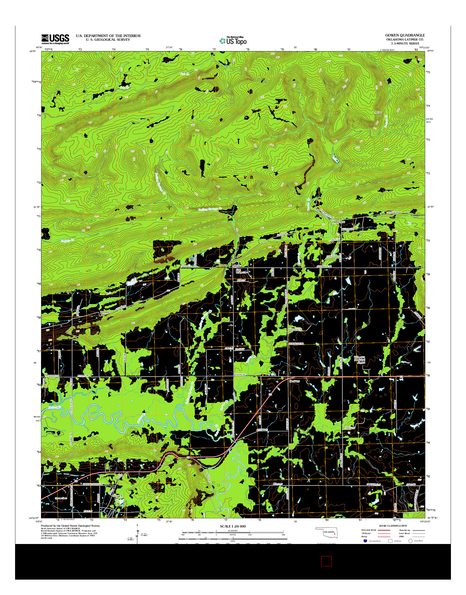 USGS US TOPO 7.5-MINUTE MAP FOR GOWEN, OK 2013