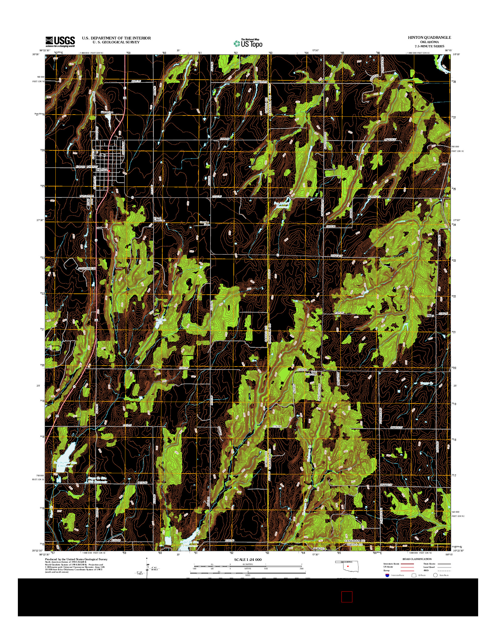 USGS US TOPO 7.5-MINUTE MAP FOR HINTON, OK 2013