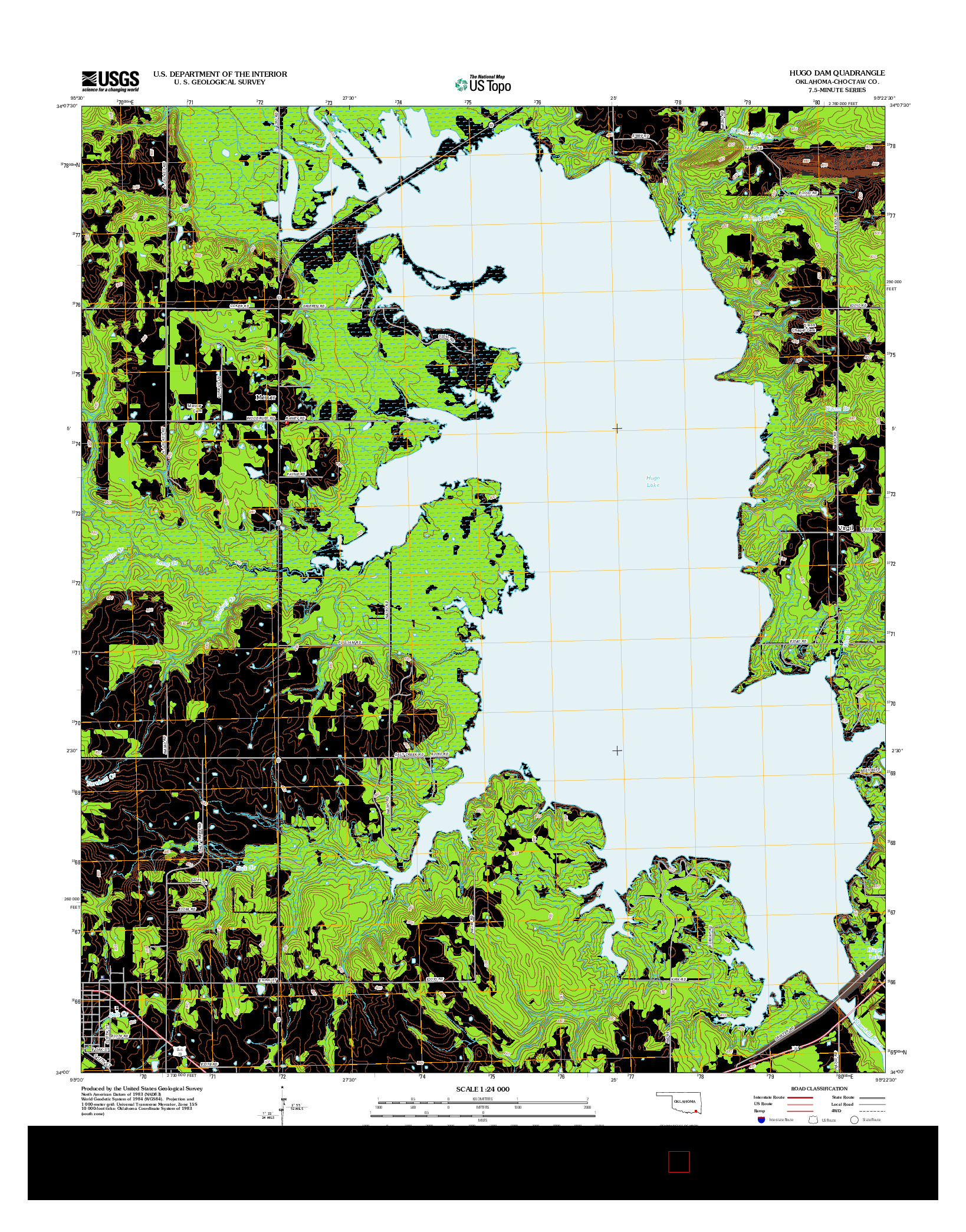 USGS US TOPO 7.5-MINUTE MAP FOR HUGO DAM, OK 2013