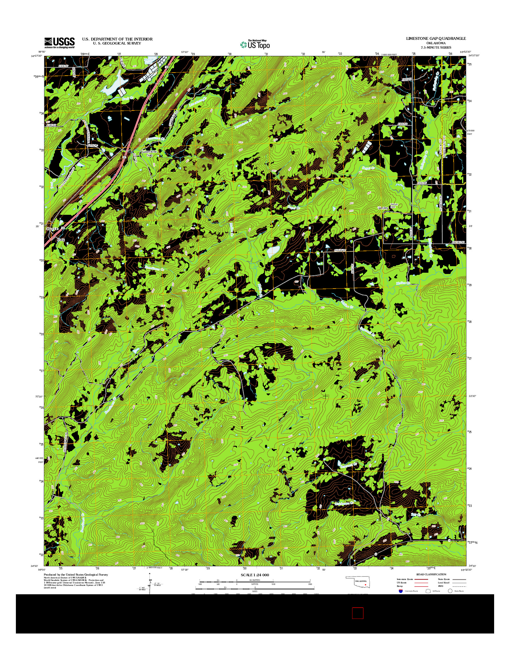 USGS US TOPO 7.5-MINUTE MAP FOR LIMESTONE GAP, OK 2013