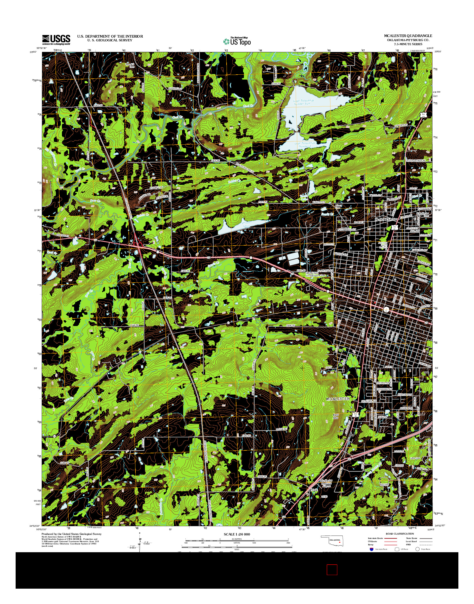 USGS US TOPO 7.5-MINUTE MAP FOR MCALESTER, OK 2013