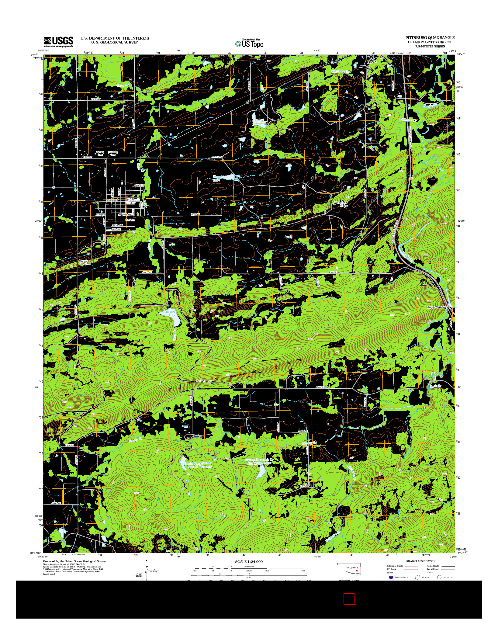 USGS US TOPO 7.5-MINUTE MAP FOR PITTSBURG, OK 2013