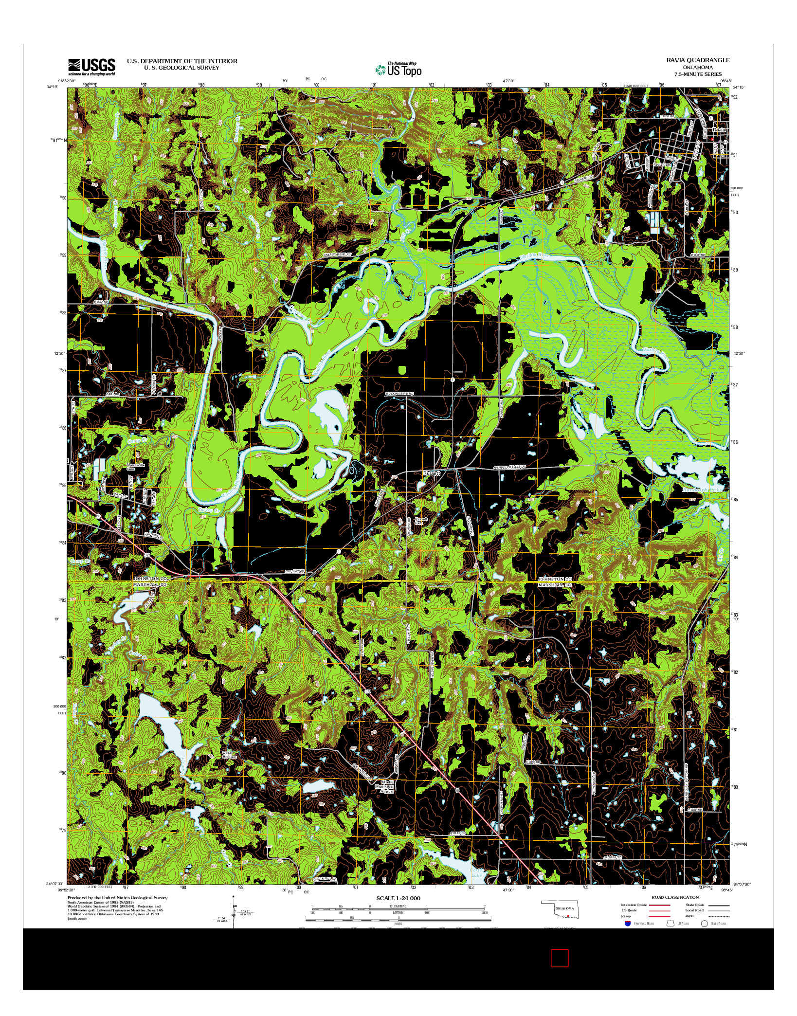 USGS US TOPO 7.5-MINUTE MAP FOR RAVIA, OK 2013
