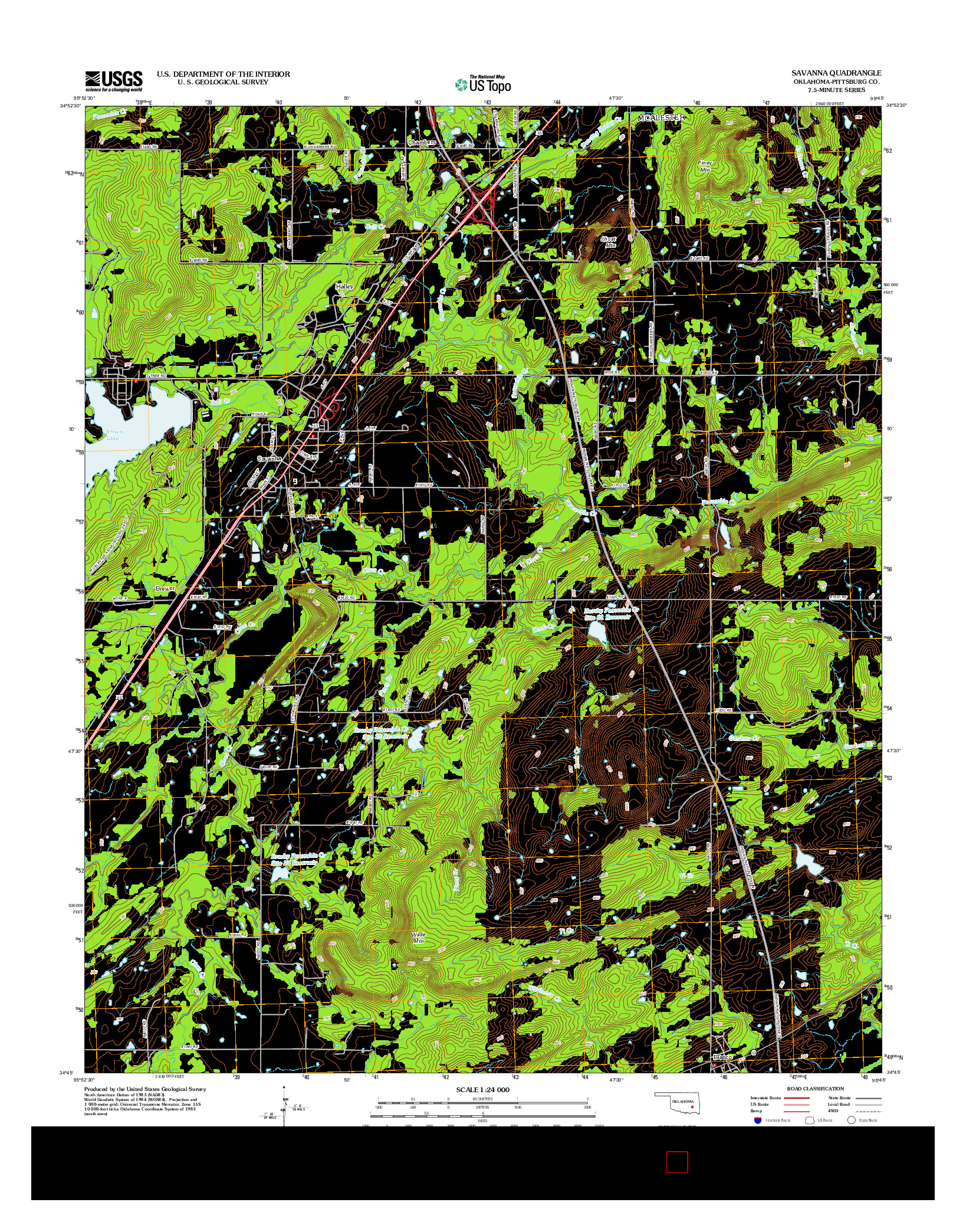 USGS US TOPO 7.5-MINUTE MAP FOR SAVANNA, OK 2013