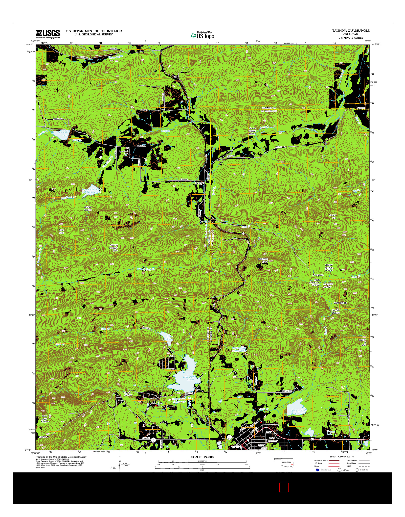 USGS US TOPO 7.5-MINUTE MAP FOR TALIHINA, OK 2013