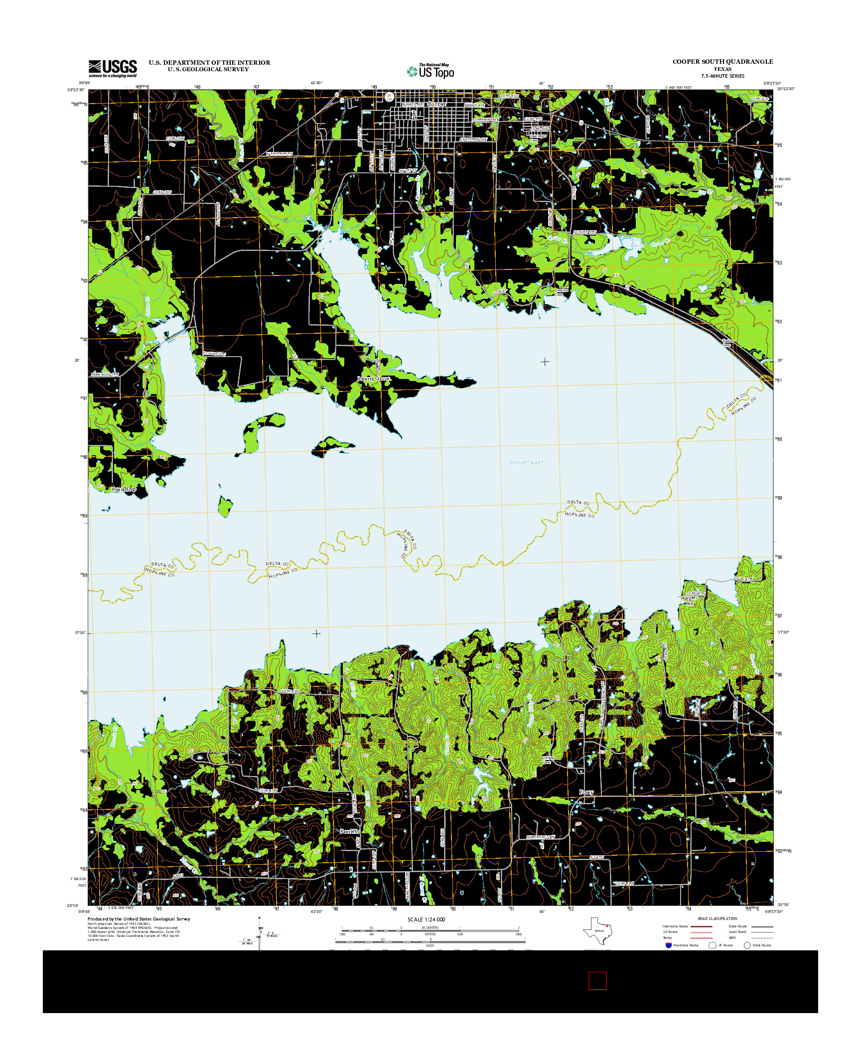 USGS US TOPO 7.5-MINUTE MAP FOR COOPER SOUTH, TX 2013