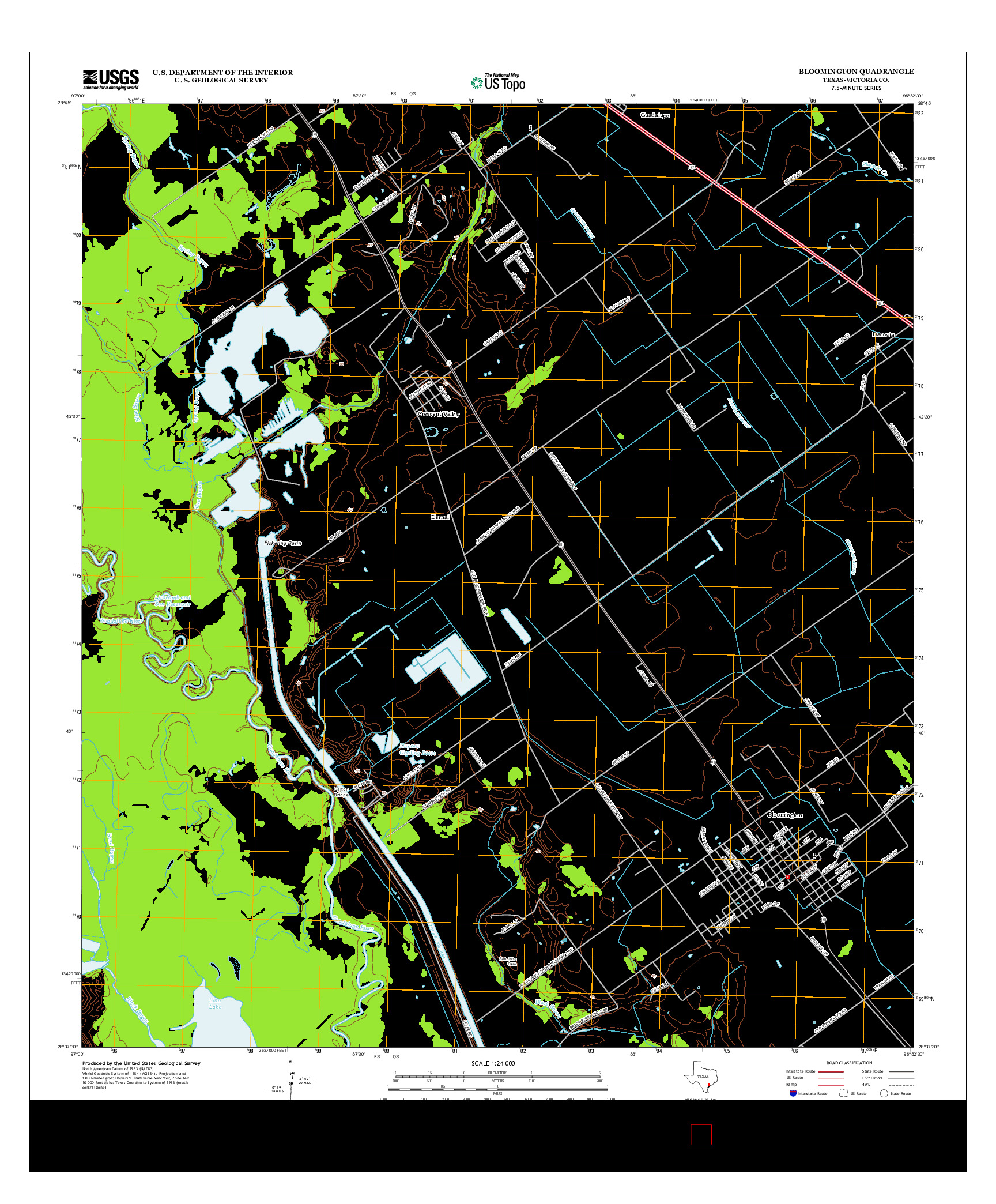 USGS US TOPO 7.5-MINUTE MAP FOR BLOOMINGTON, TX 2013