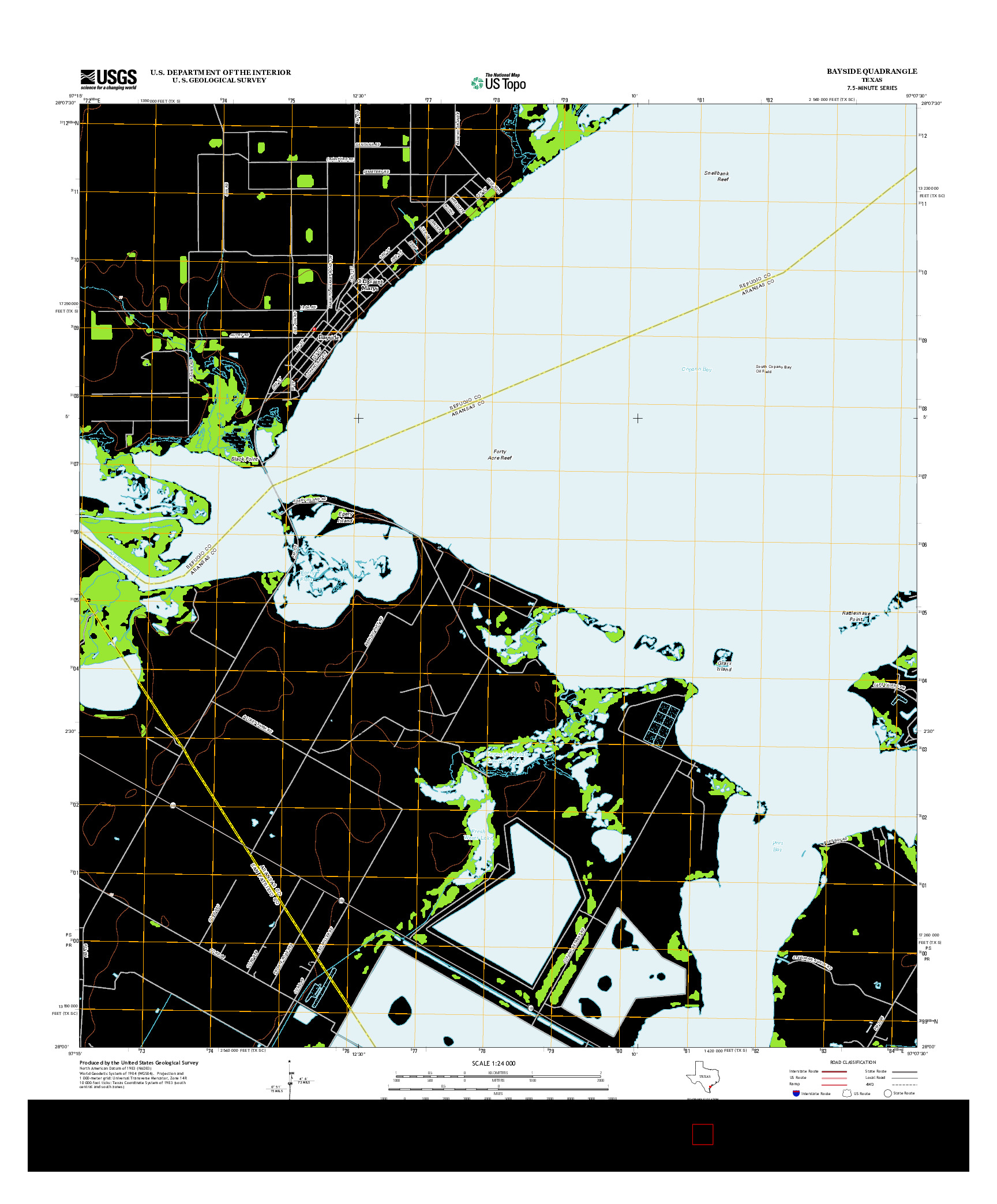 USGS US TOPO 7.5-MINUTE MAP FOR BAYSIDE, TX 2013