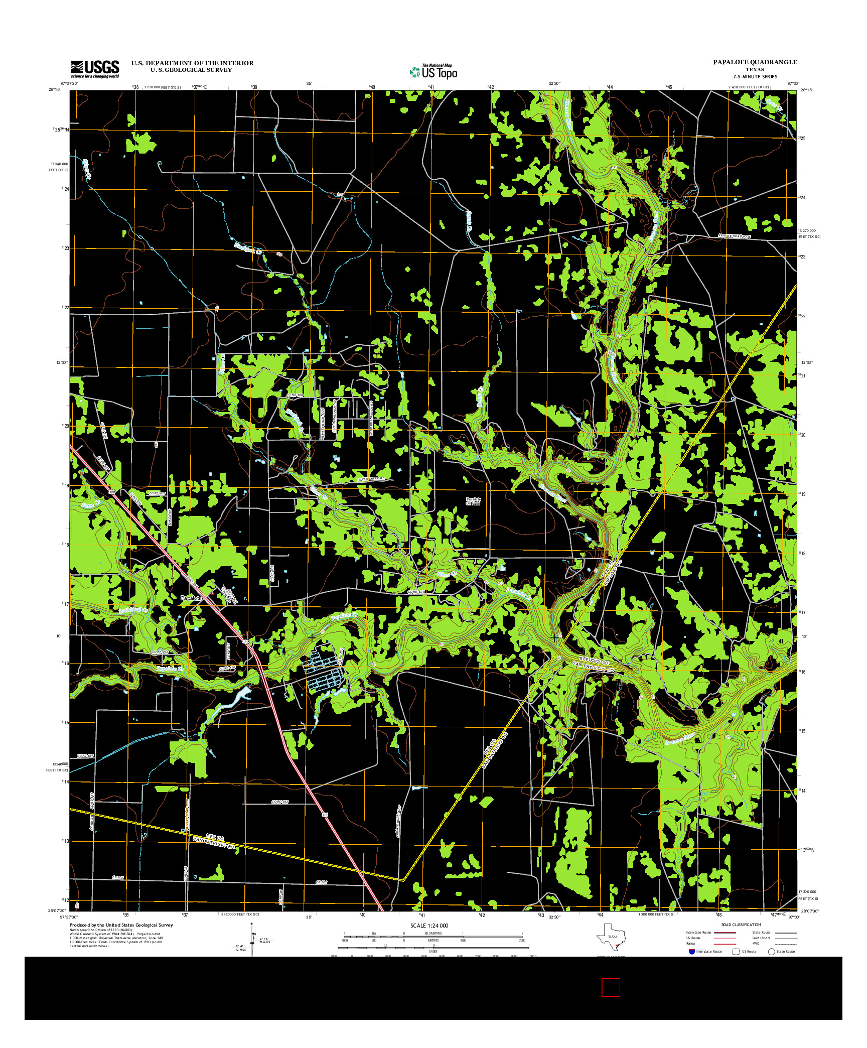 USGS US TOPO 7.5-MINUTE MAP FOR PAPALOTE, TX 2013