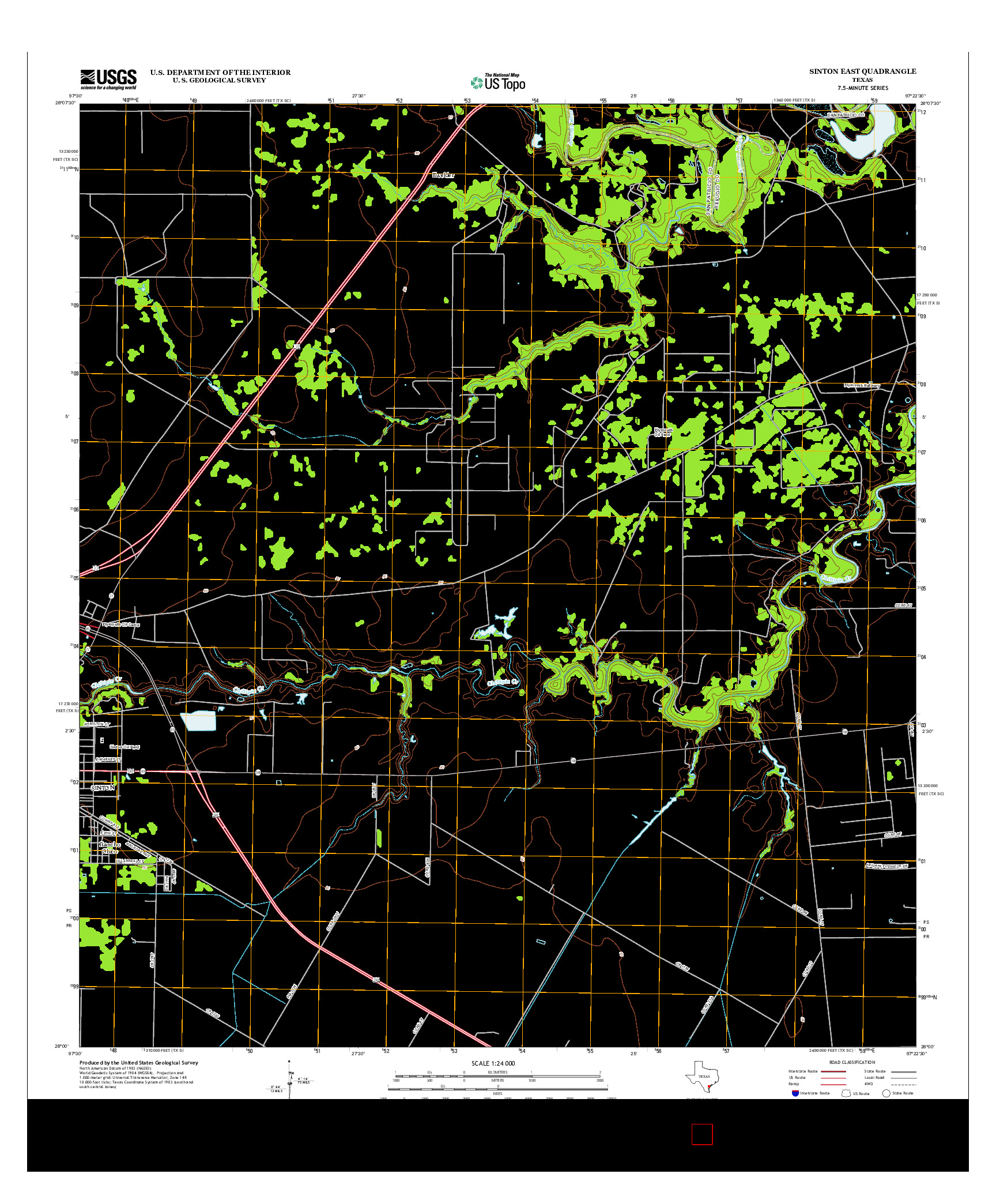 USGS US TOPO 7.5-MINUTE MAP FOR SINTON EAST, TX 2013