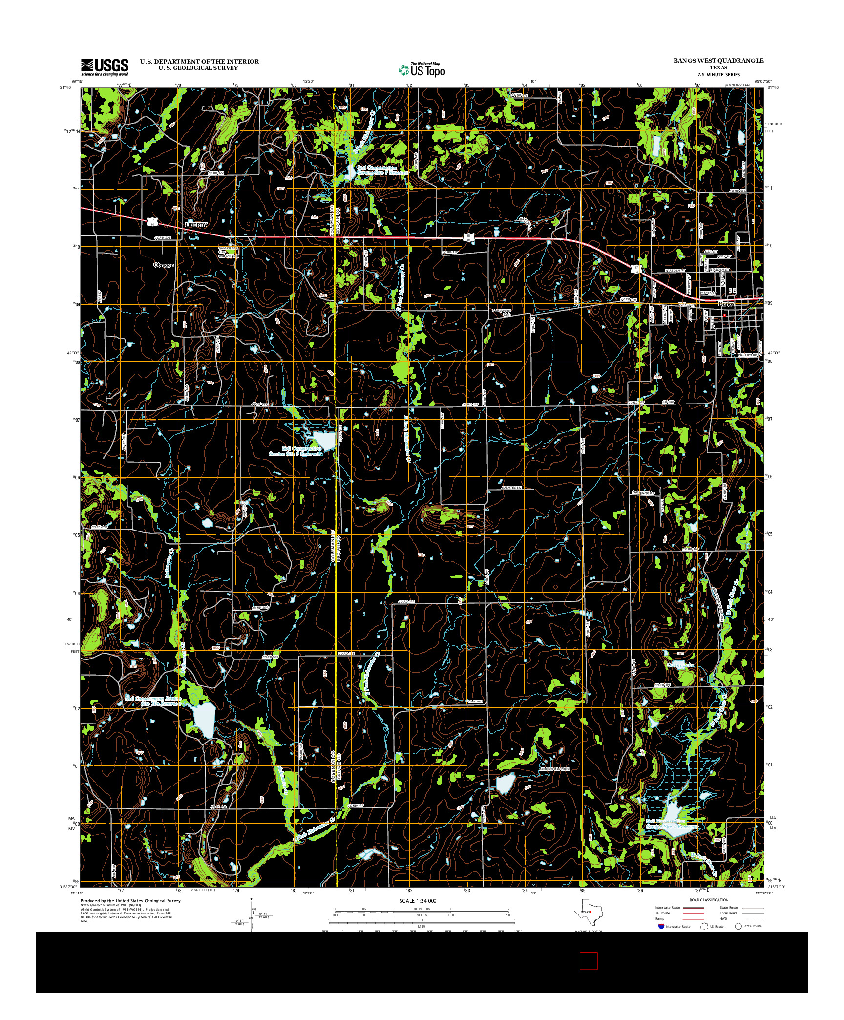 USGS US TOPO 7.5-MINUTE MAP FOR BANGS WEST, TX 2013