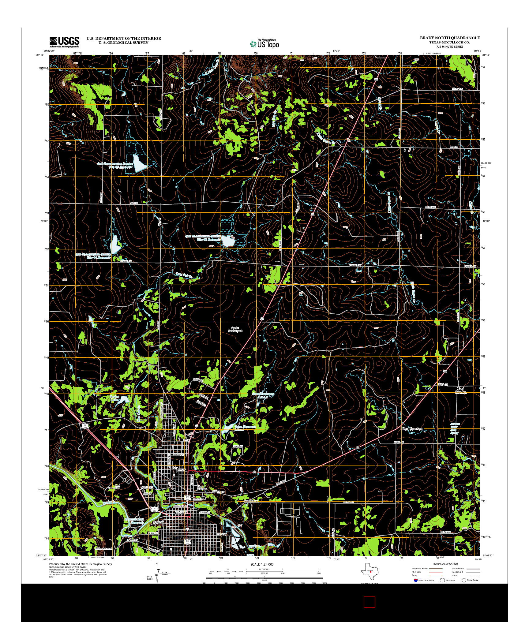 USGS US TOPO 7.5-MINUTE MAP FOR BRADY NORTH, TX 2013