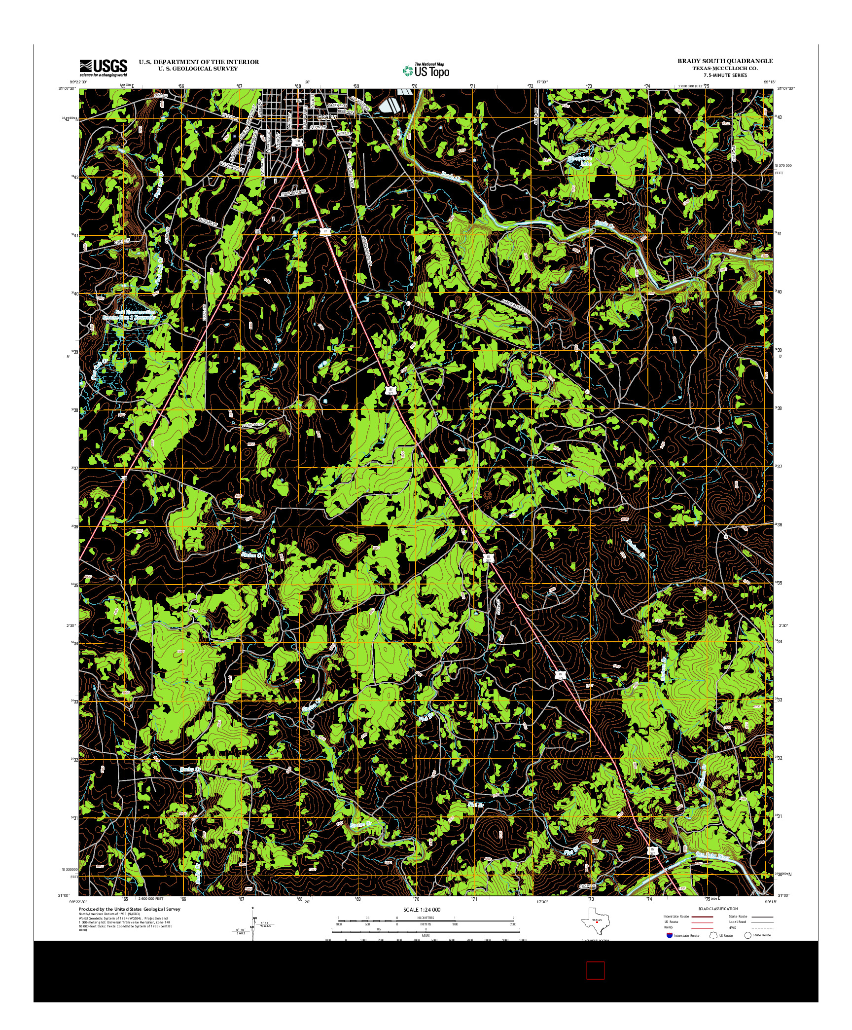 USGS US TOPO 7.5-MINUTE MAP FOR BRADY SOUTH, TX 2013