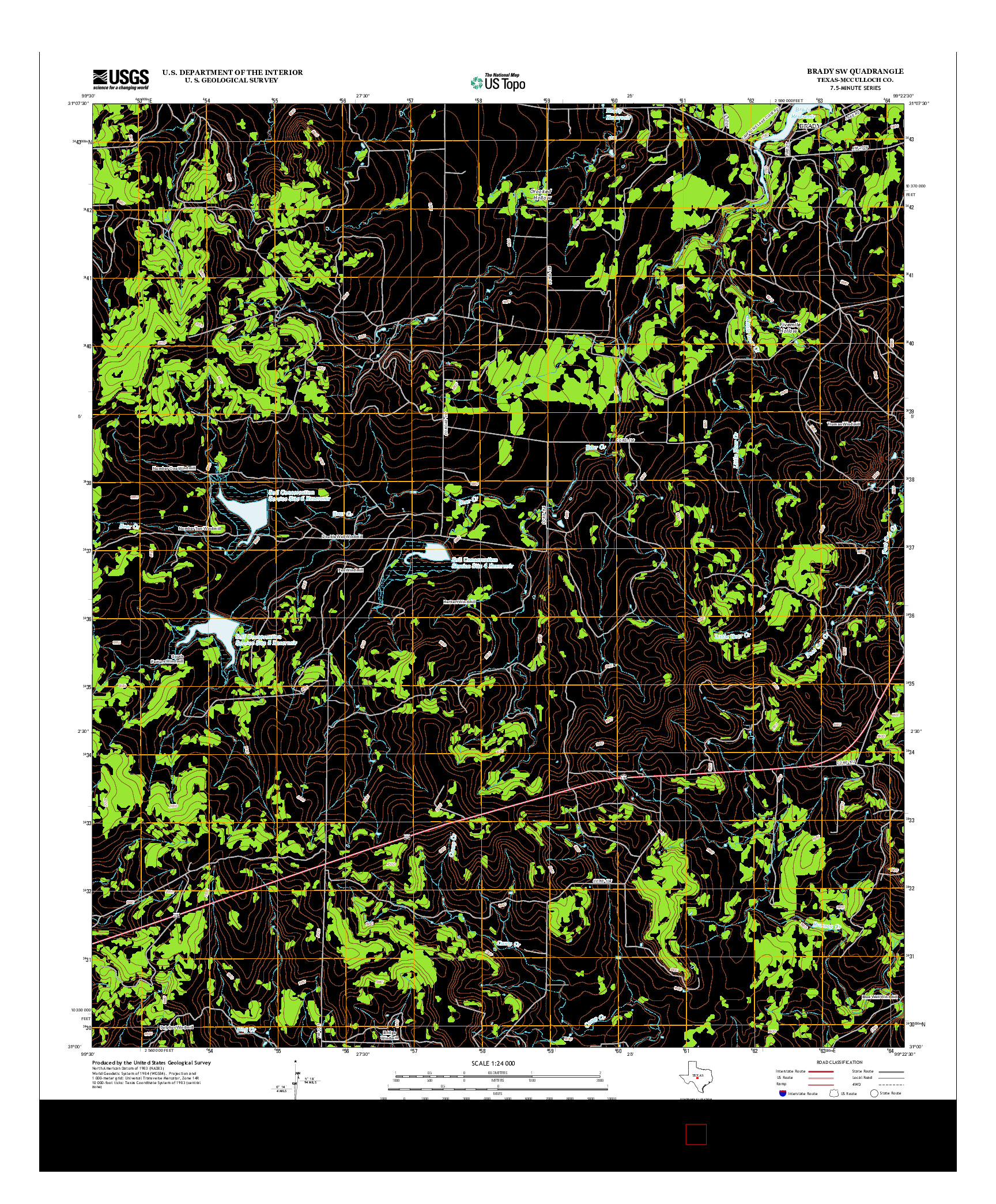 USGS US TOPO 7.5-MINUTE MAP FOR BRADY SW, TX 2013