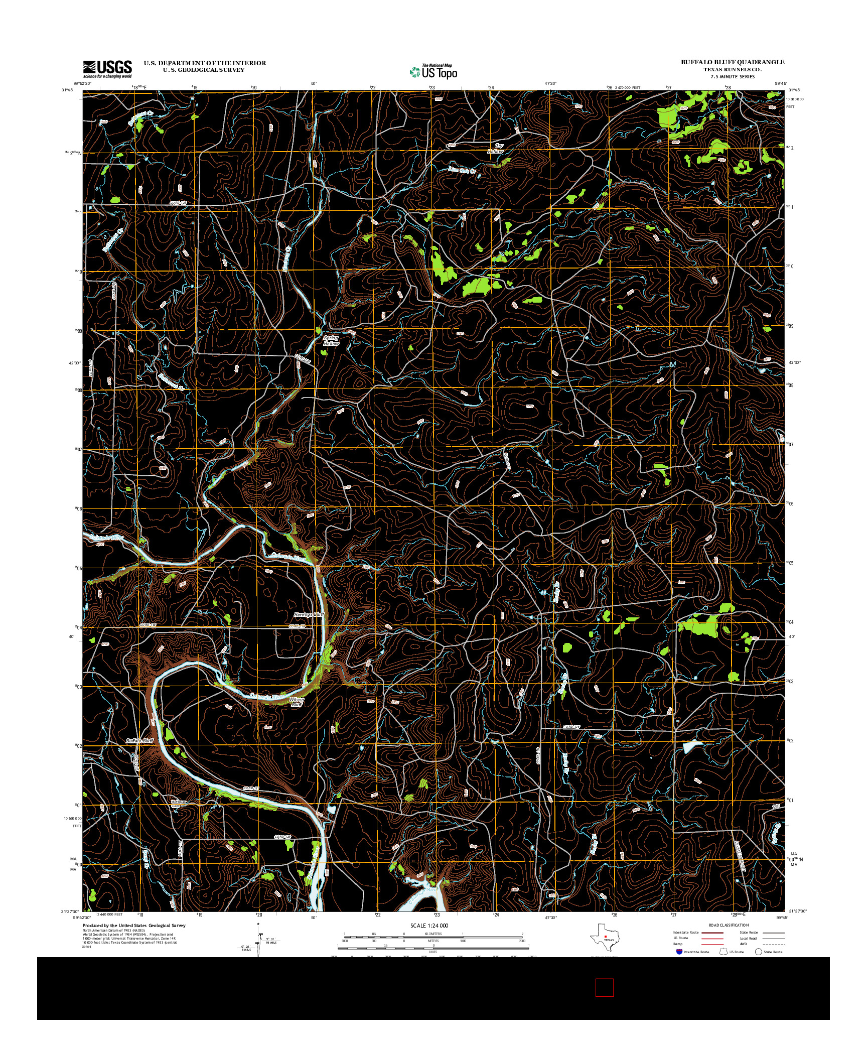 USGS US TOPO 7.5-MINUTE MAP FOR BUFFALO BLUFF, TX 2013