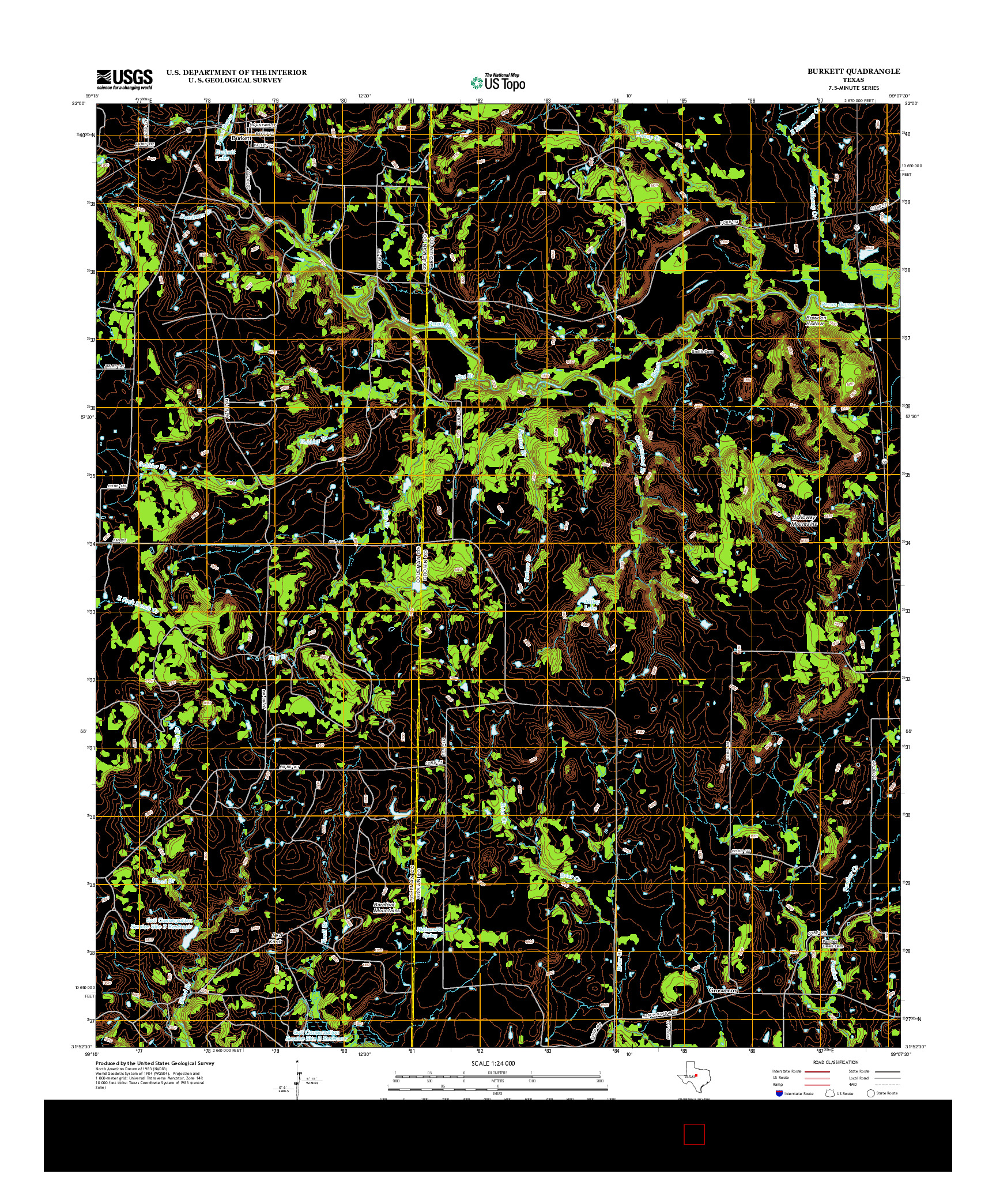 USGS US TOPO 7.5-MINUTE MAP FOR BURKETT, TX 2013