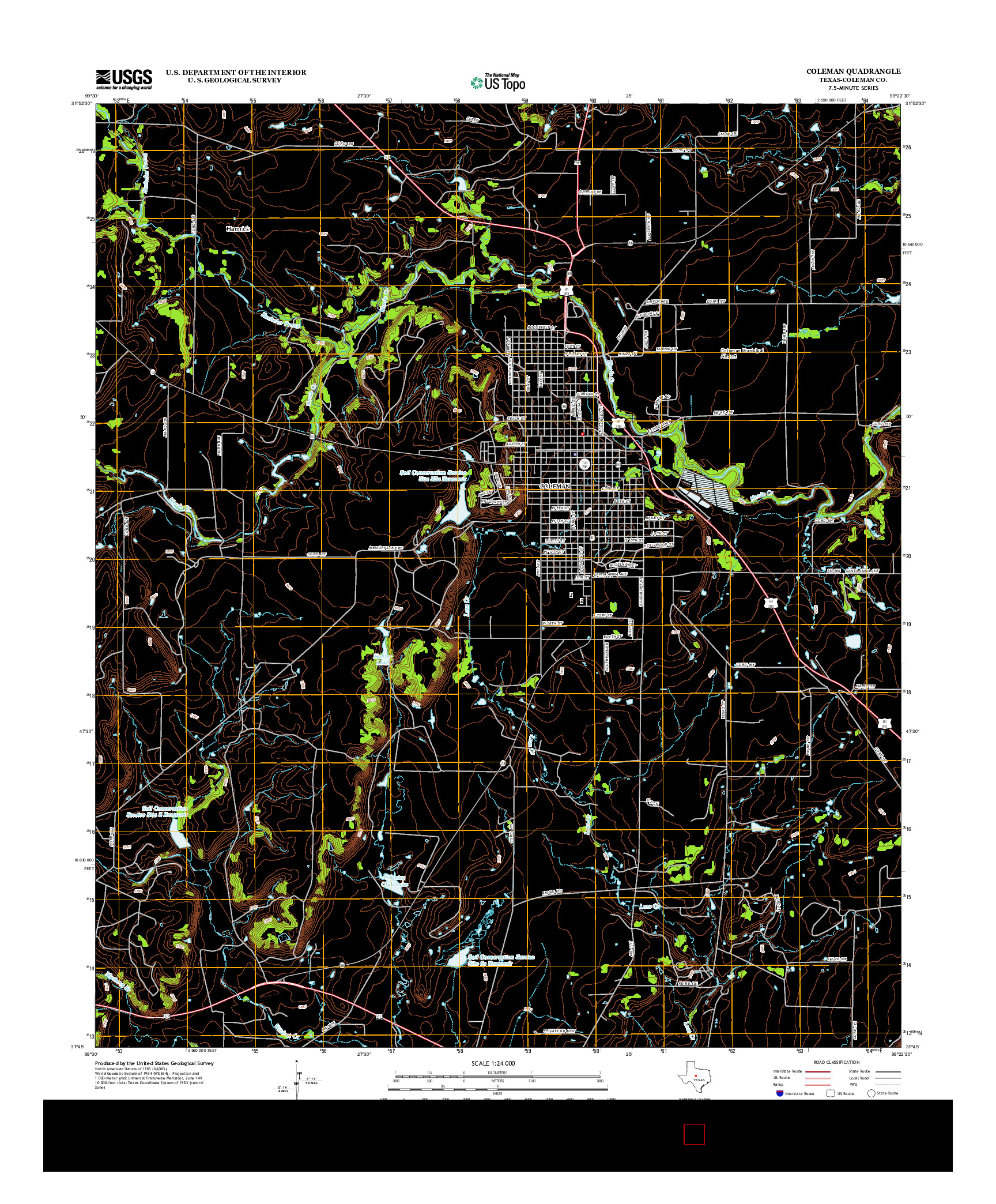 USGS US TOPO 7.5-MINUTE MAP FOR COLEMAN, TX 2013