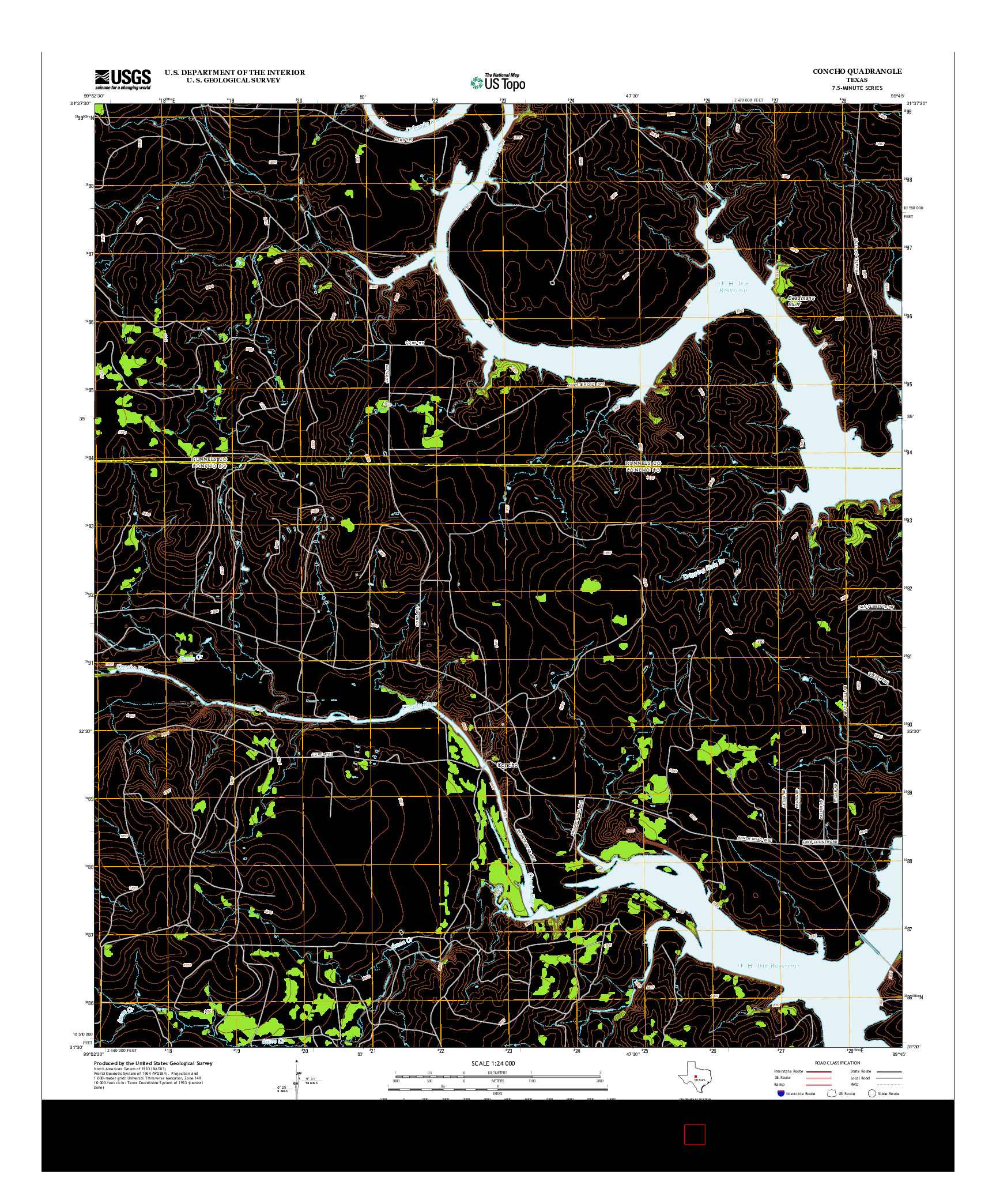 USGS US TOPO 7.5-MINUTE MAP FOR CONCHO, TX 2013