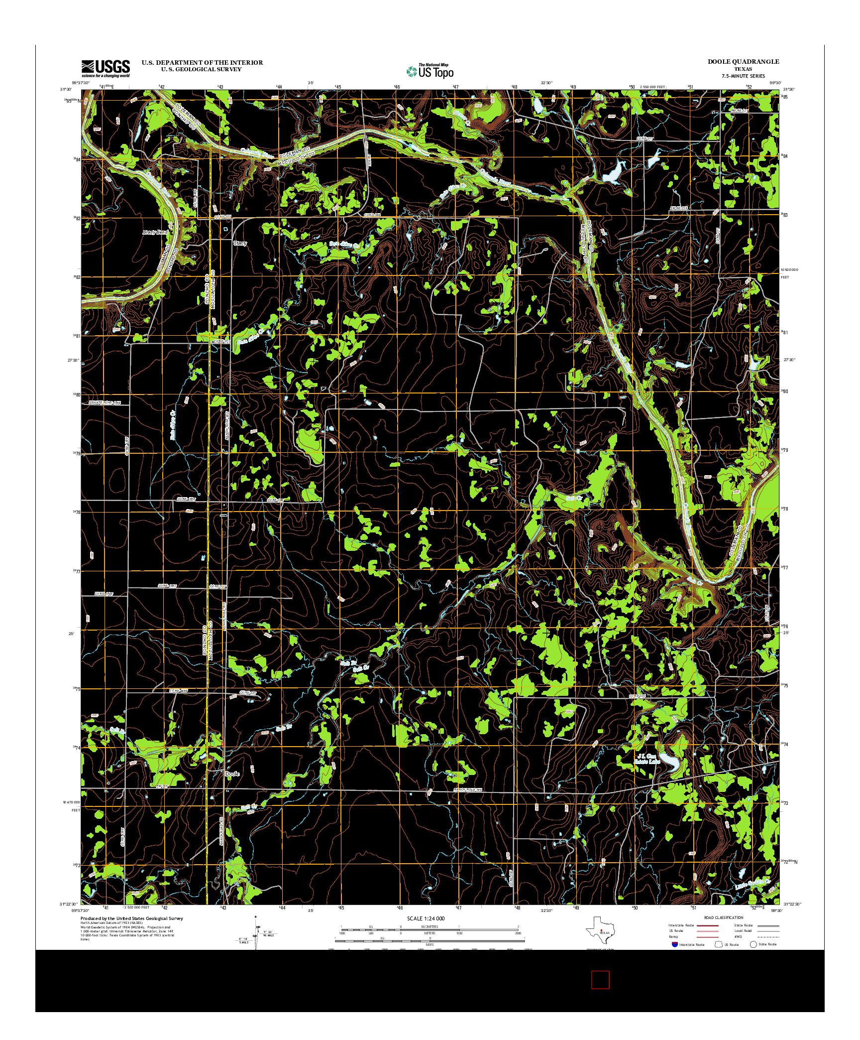 USGS US TOPO 7.5-MINUTE MAP FOR DOOLE, TX 2013