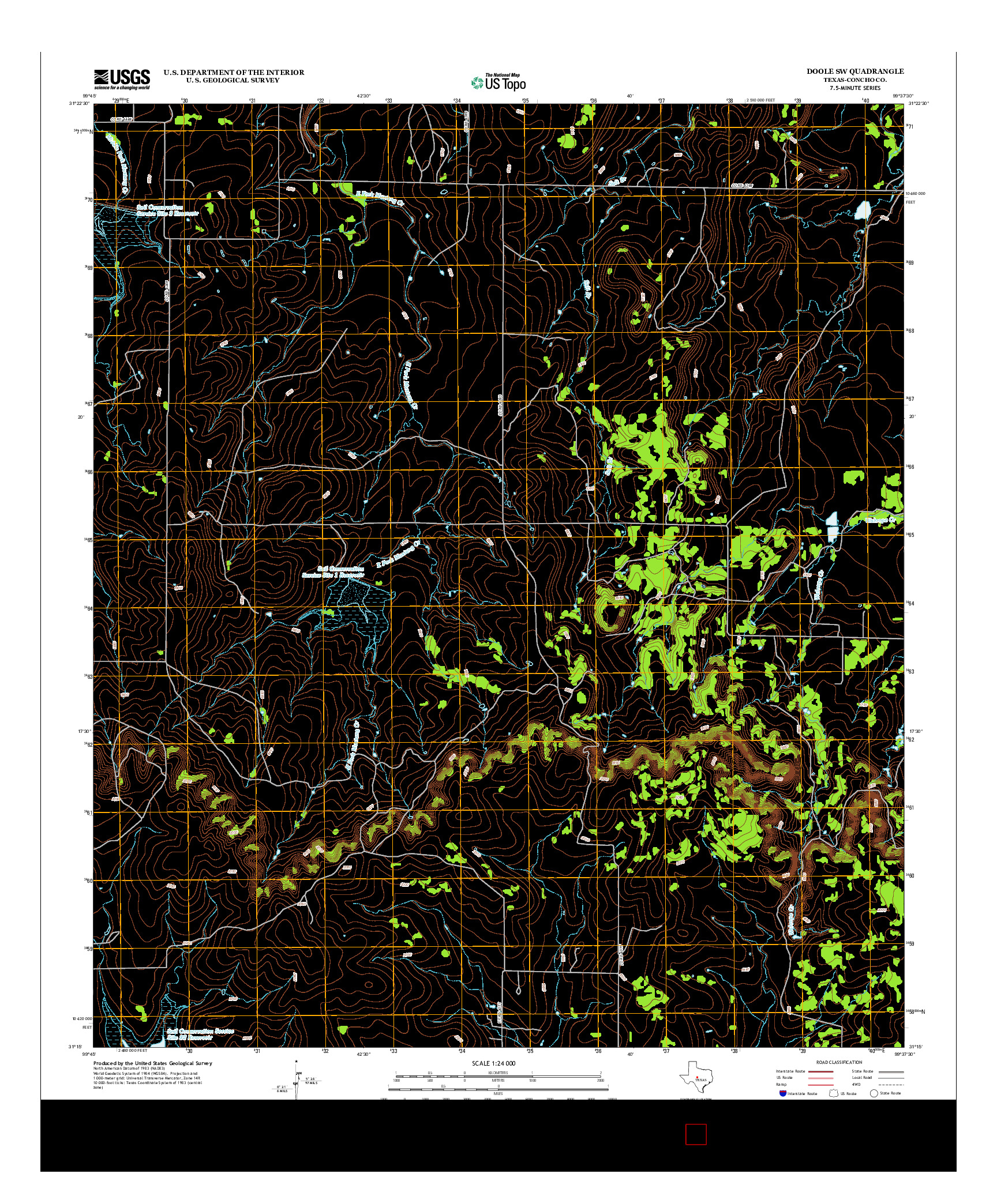 USGS US TOPO 7.5-MINUTE MAP FOR DOOLE SW, TX 2013