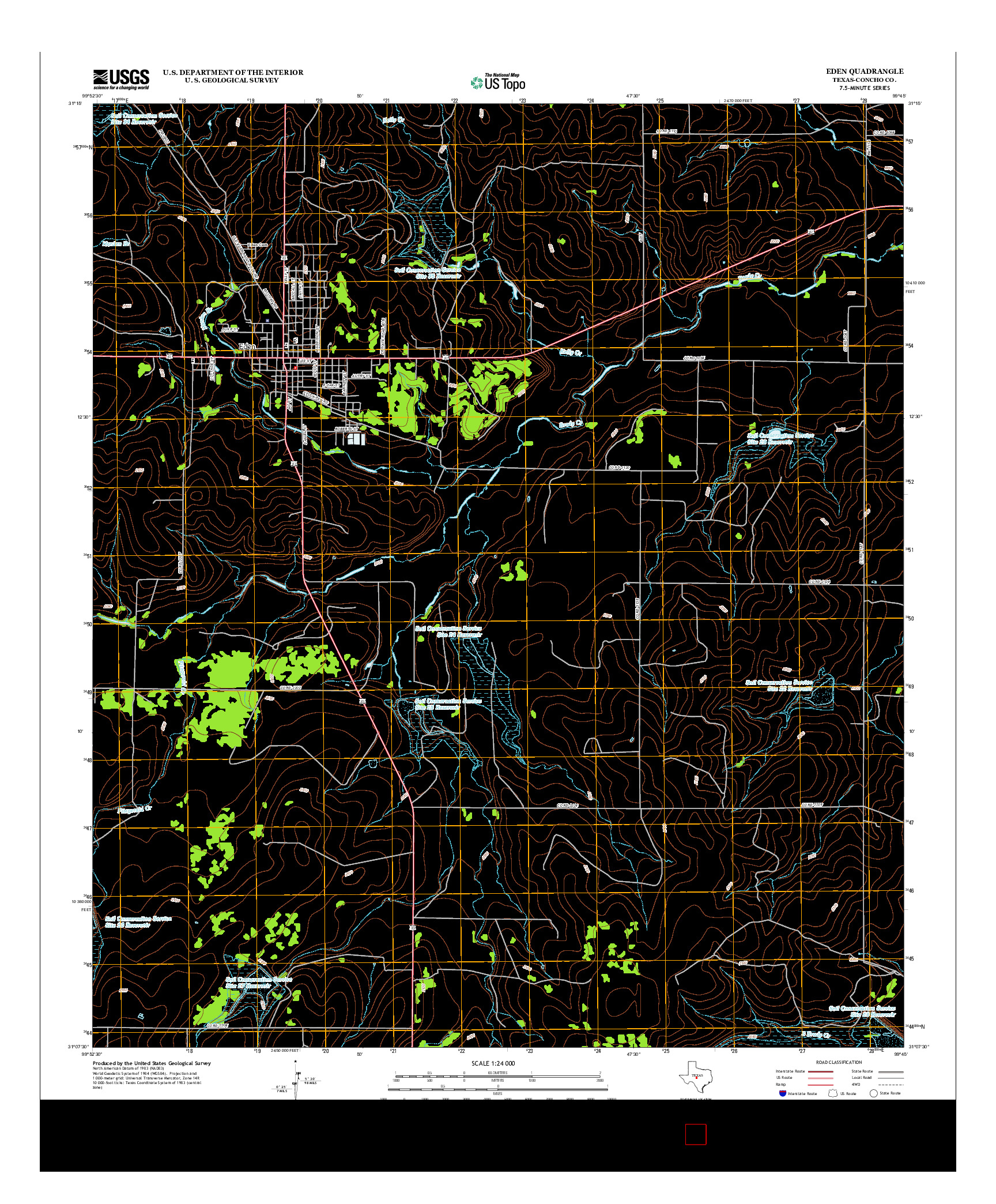 USGS US TOPO 7.5-MINUTE MAP FOR EDEN, TX 2013