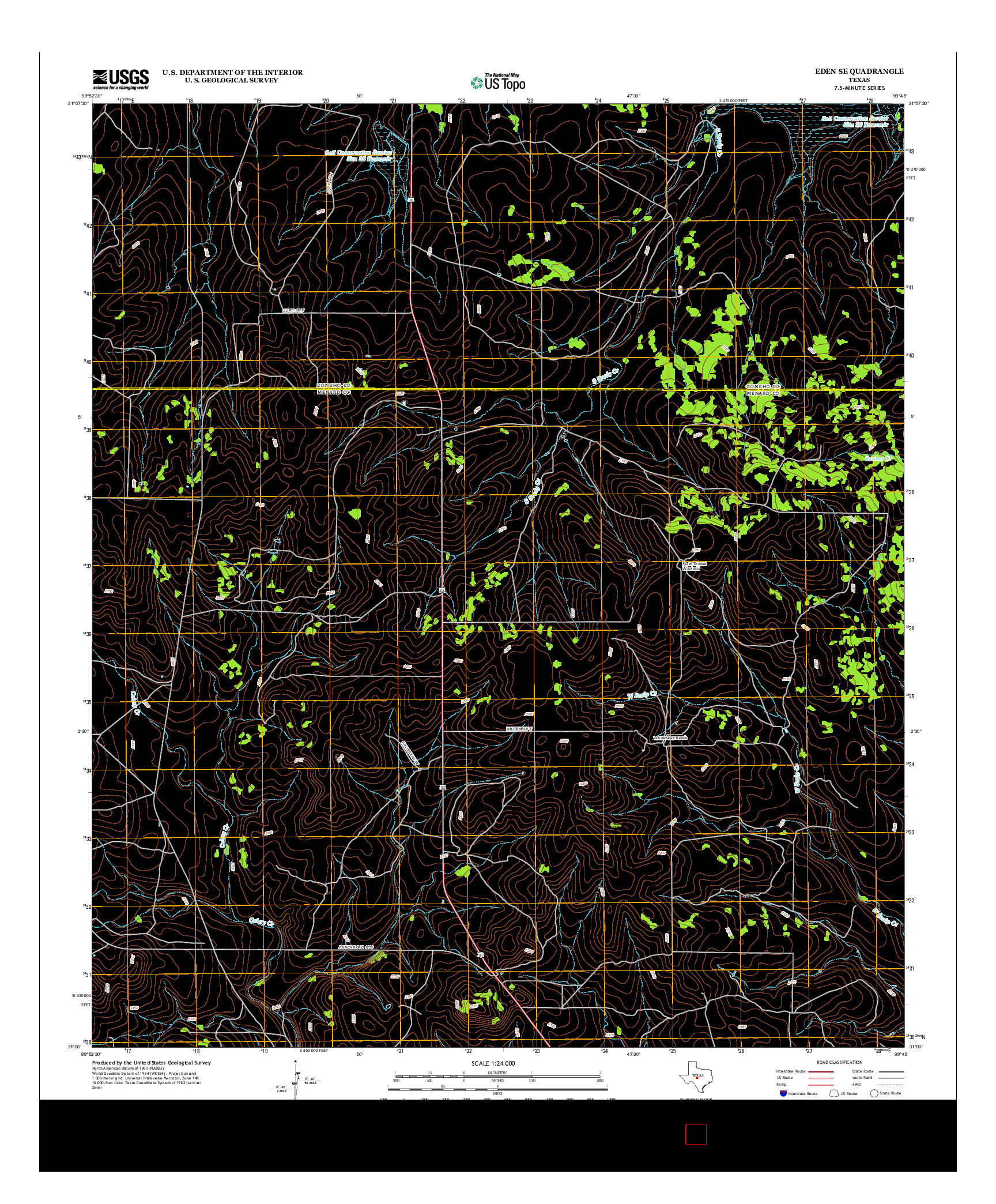 USGS US TOPO 7.5-MINUTE MAP FOR EDEN SE, TX 2013
