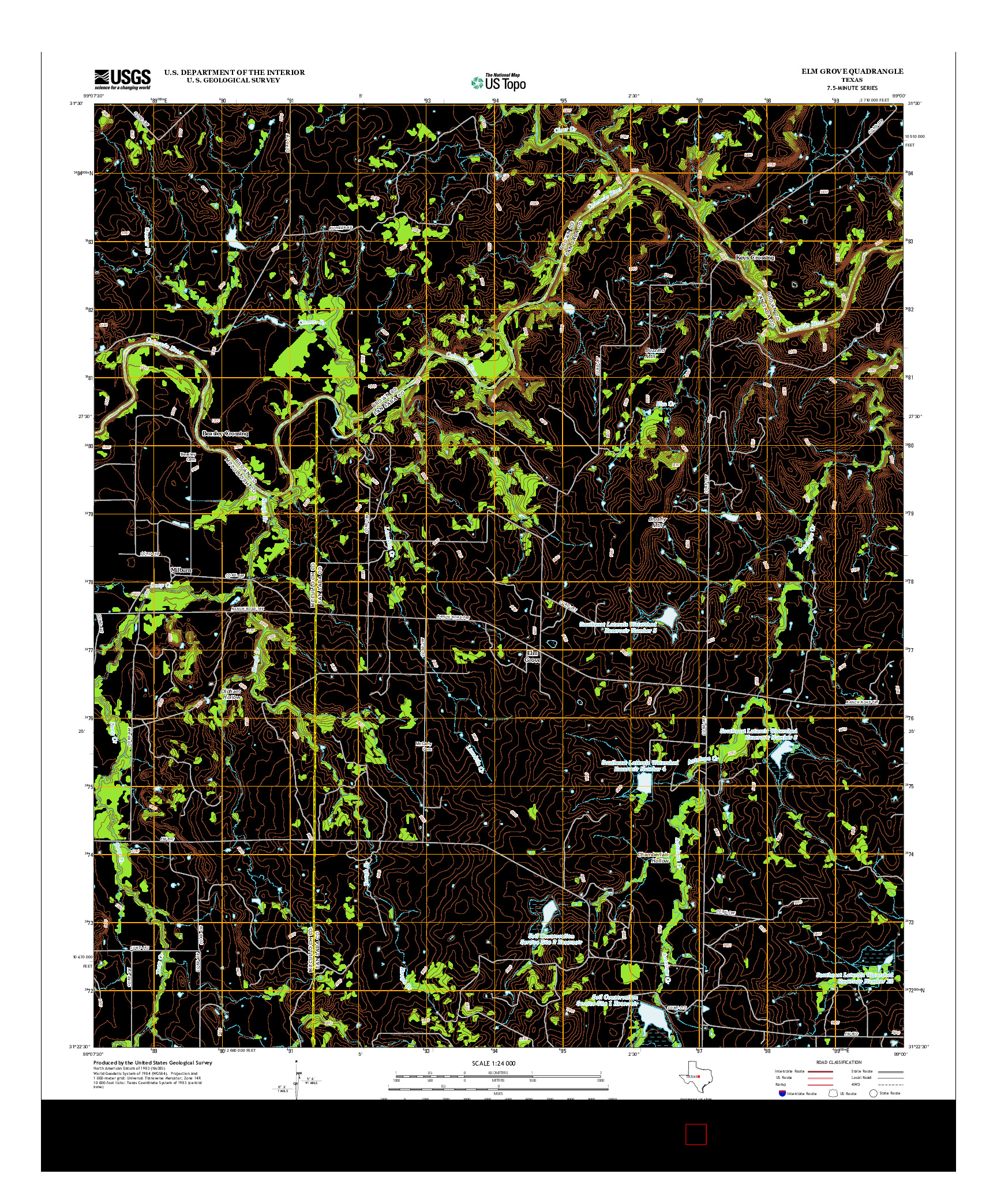 USGS US TOPO 7.5-MINUTE MAP FOR ELM GROVE, TX 2013