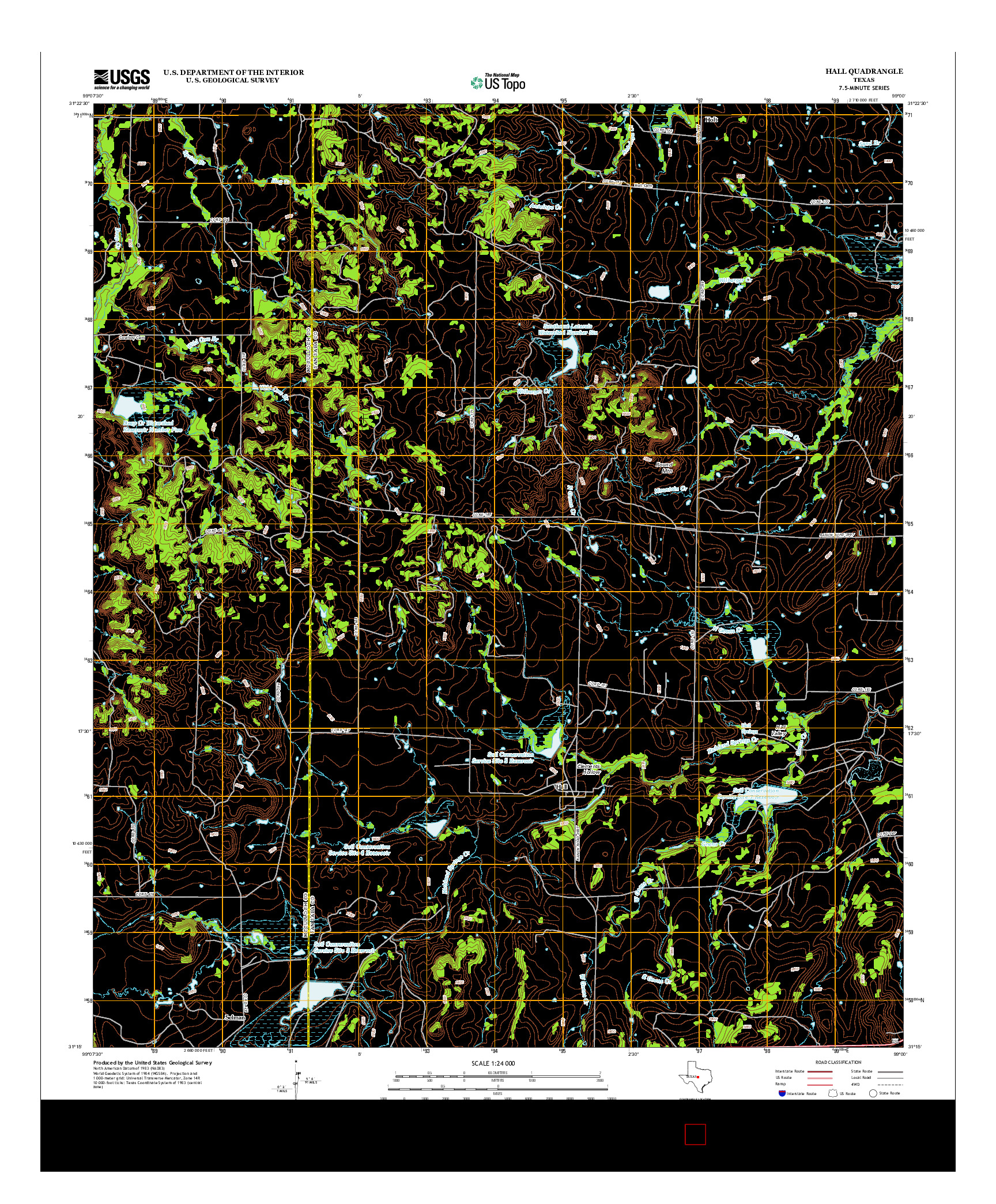 USGS US TOPO 7.5-MINUTE MAP FOR HALL, TX 2013