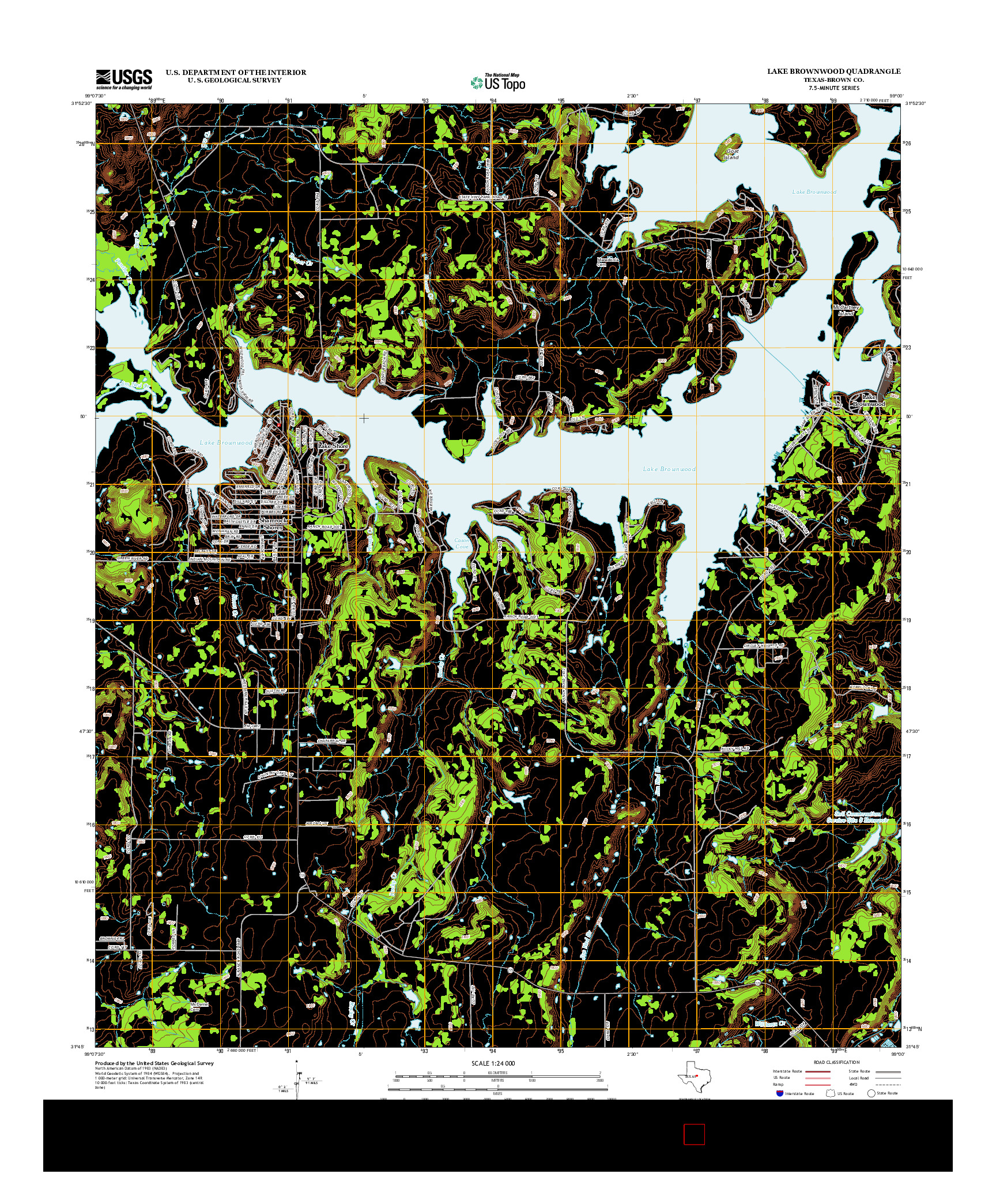USGS US TOPO 7.5-MINUTE MAP FOR LAKE BROWNWOOD, TX 2013