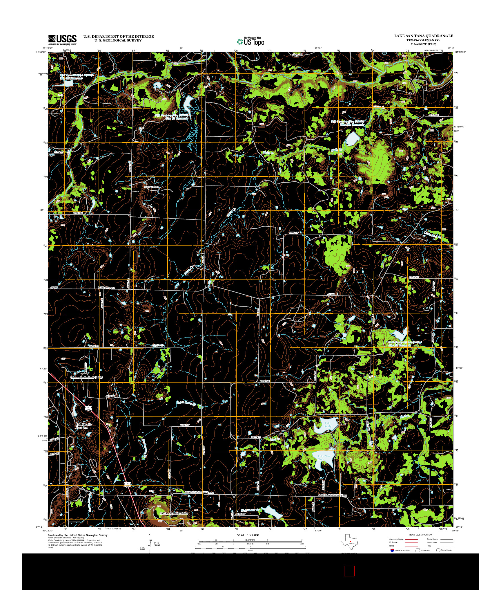 USGS US TOPO 7.5-MINUTE MAP FOR LAKE SAN TANA, TX 2013