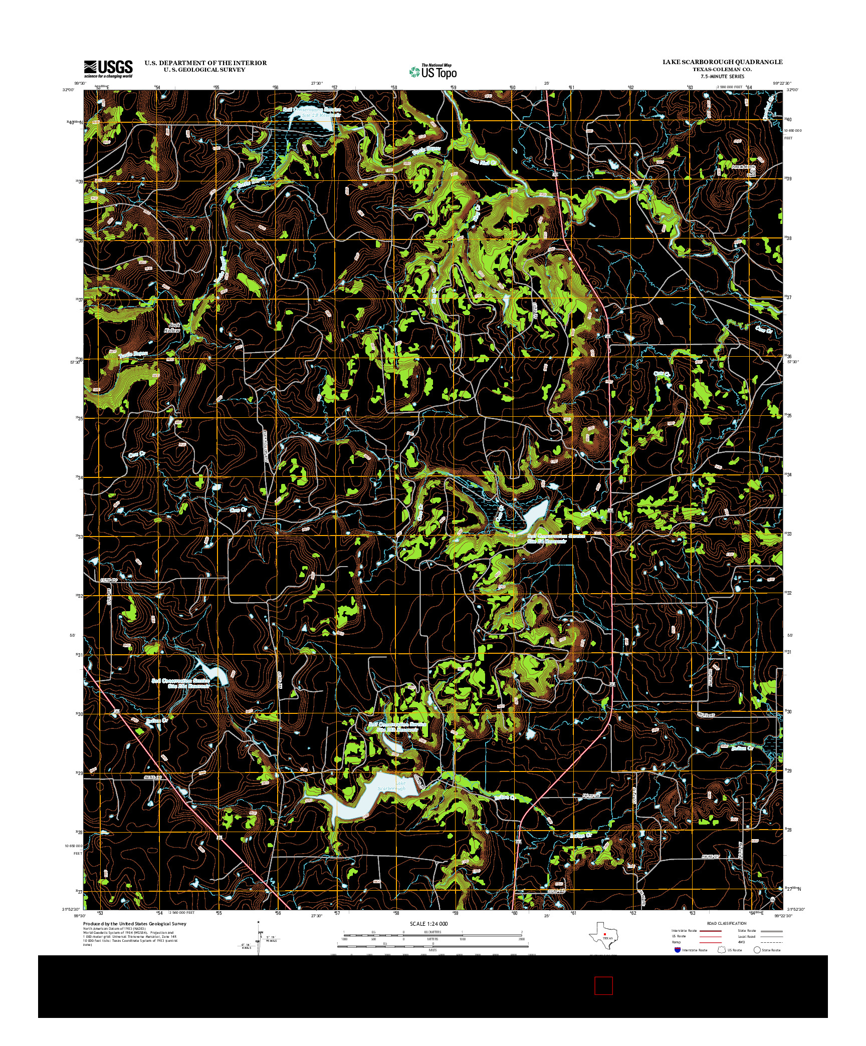 USGS US TOPO 7.5-MINUTE MAP FOR LAKE SCARBOROUGH, TX 2013