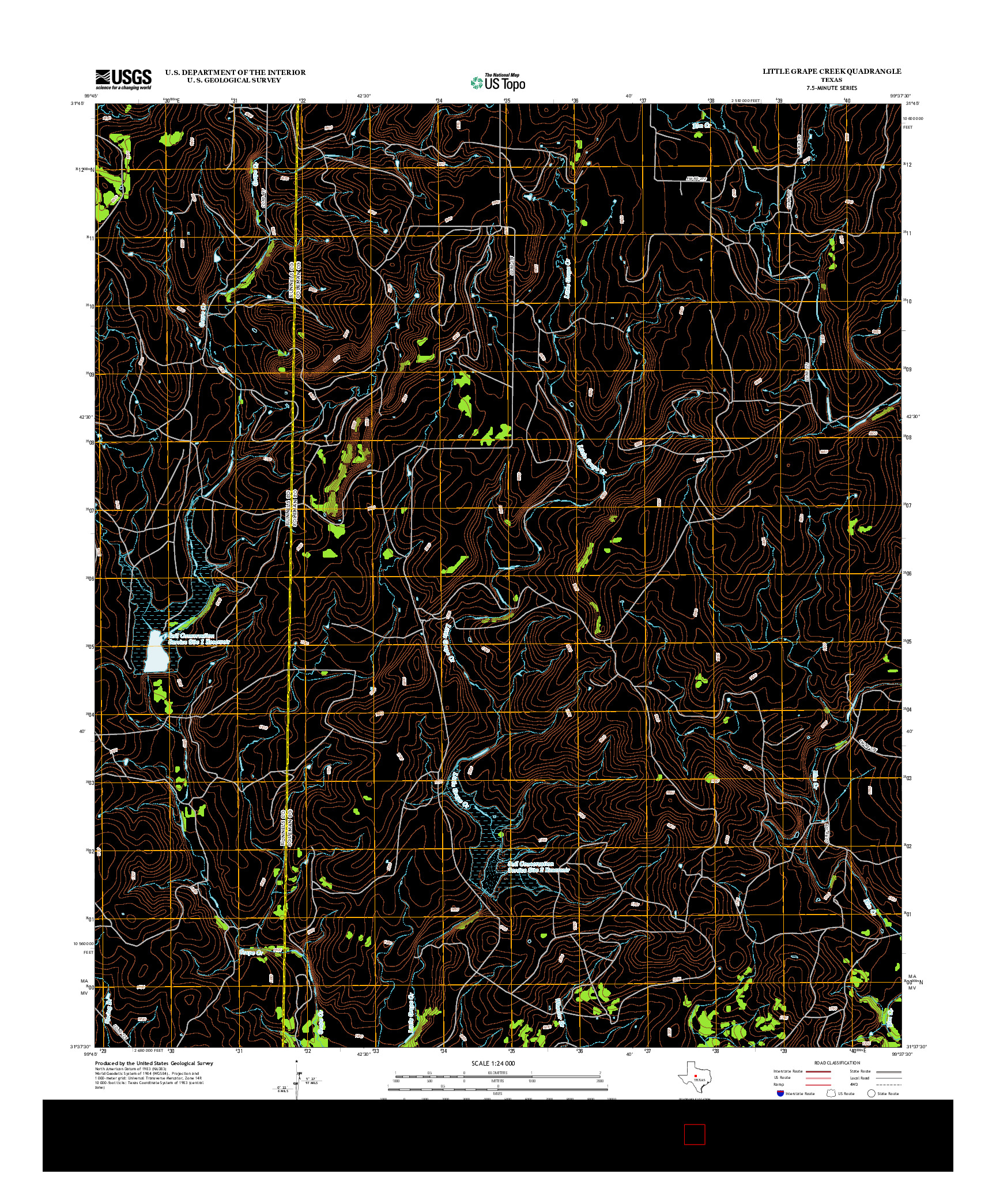 USGS US TOPO 7.5-MINUTE MAP FOR LITTLE GRAPE CREEK, TX 2013