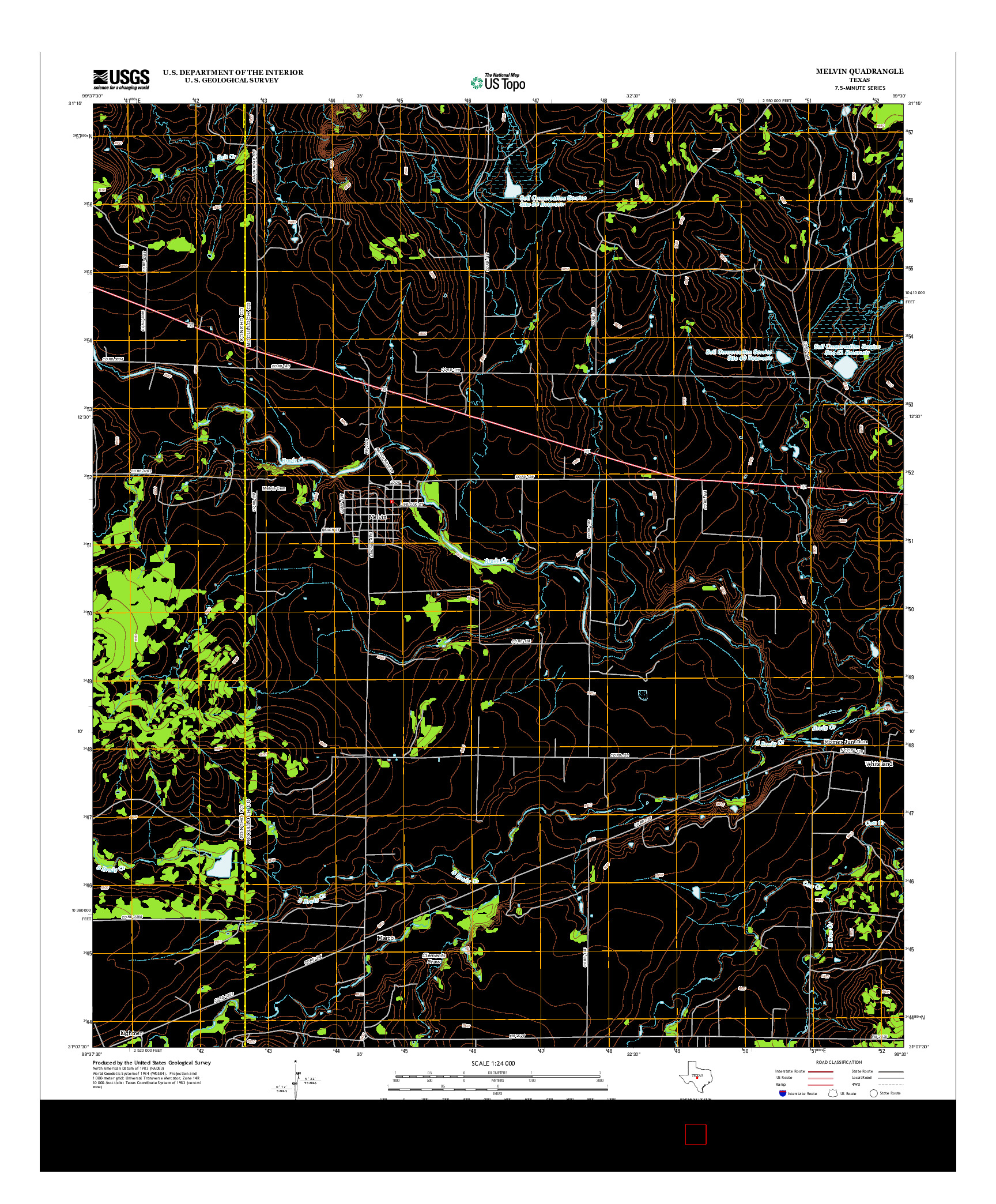 USGS US TOPO 7.5-MINUTE MAP FOR MELVIN, TX 2013