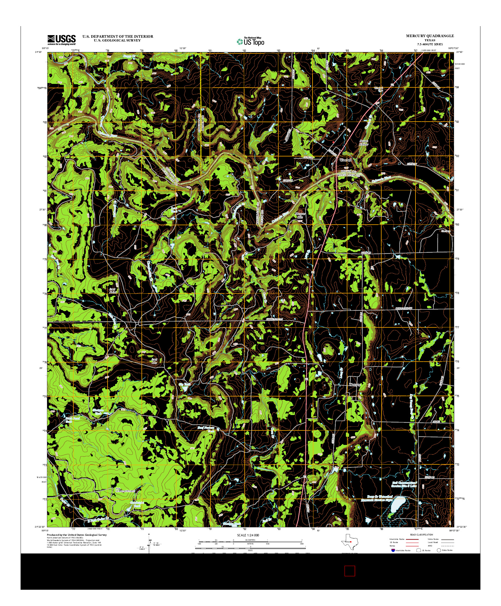 USGS US TOPO 7.5-MINUTE MAP FOR MERCURY, TX 2013