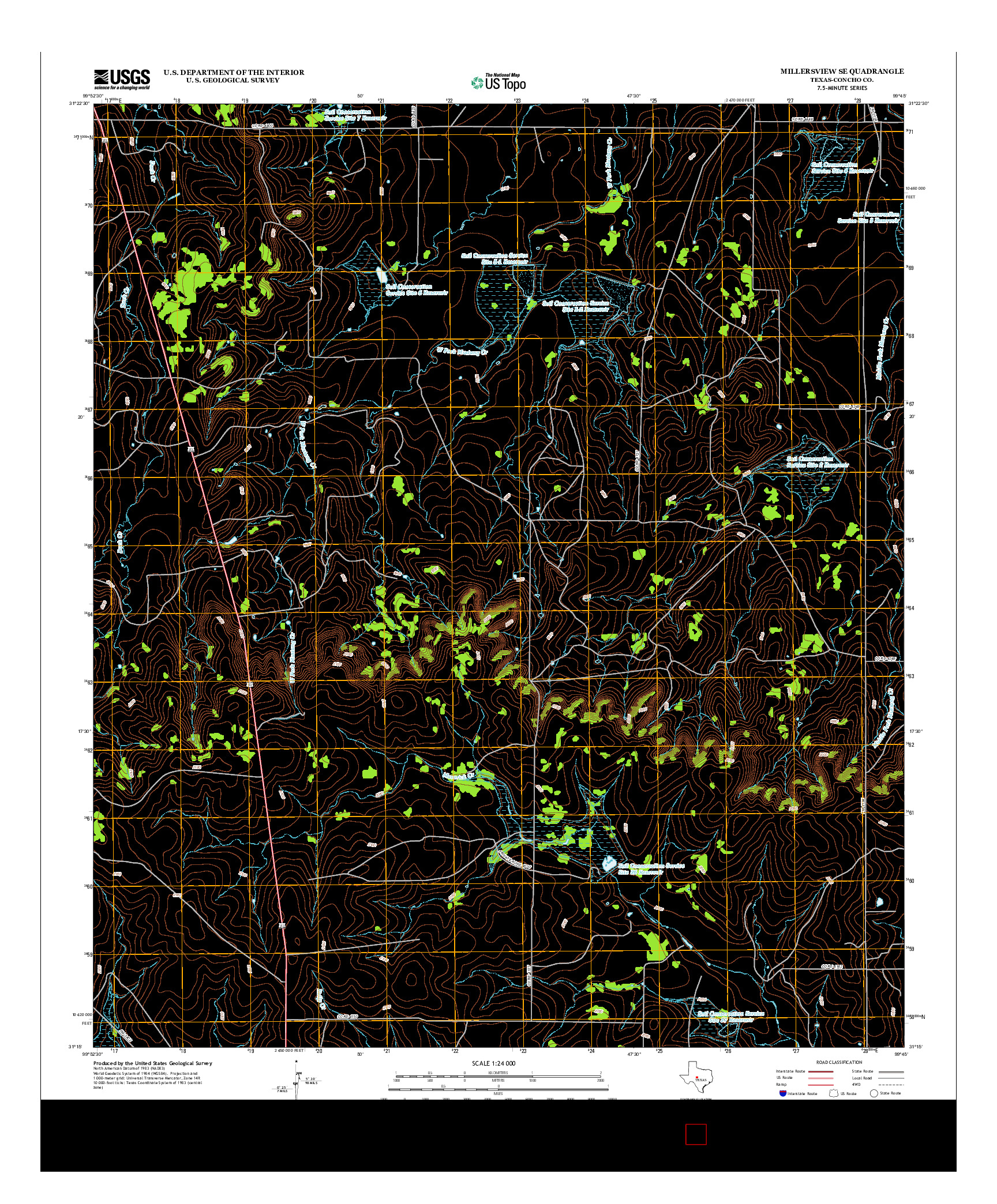 USGS US TOPO 7.5-MINUTE MAP FOR MILLERSVIEW SE, TX 2013