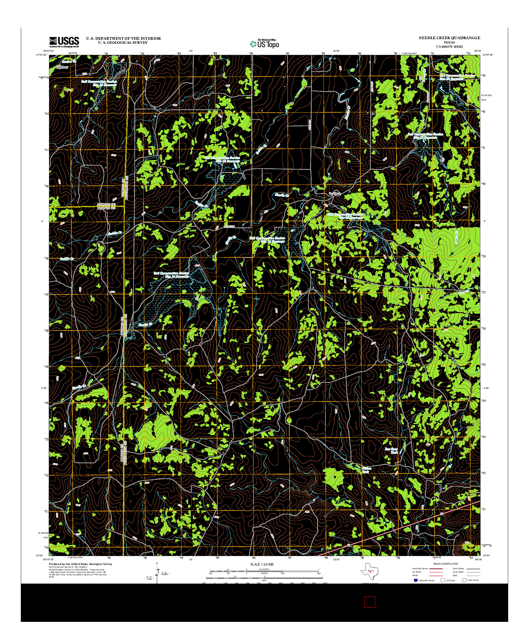 USGS US TOPO 7.5-MINUTE MAP FOR NEEDLE CREEK, TX 2013