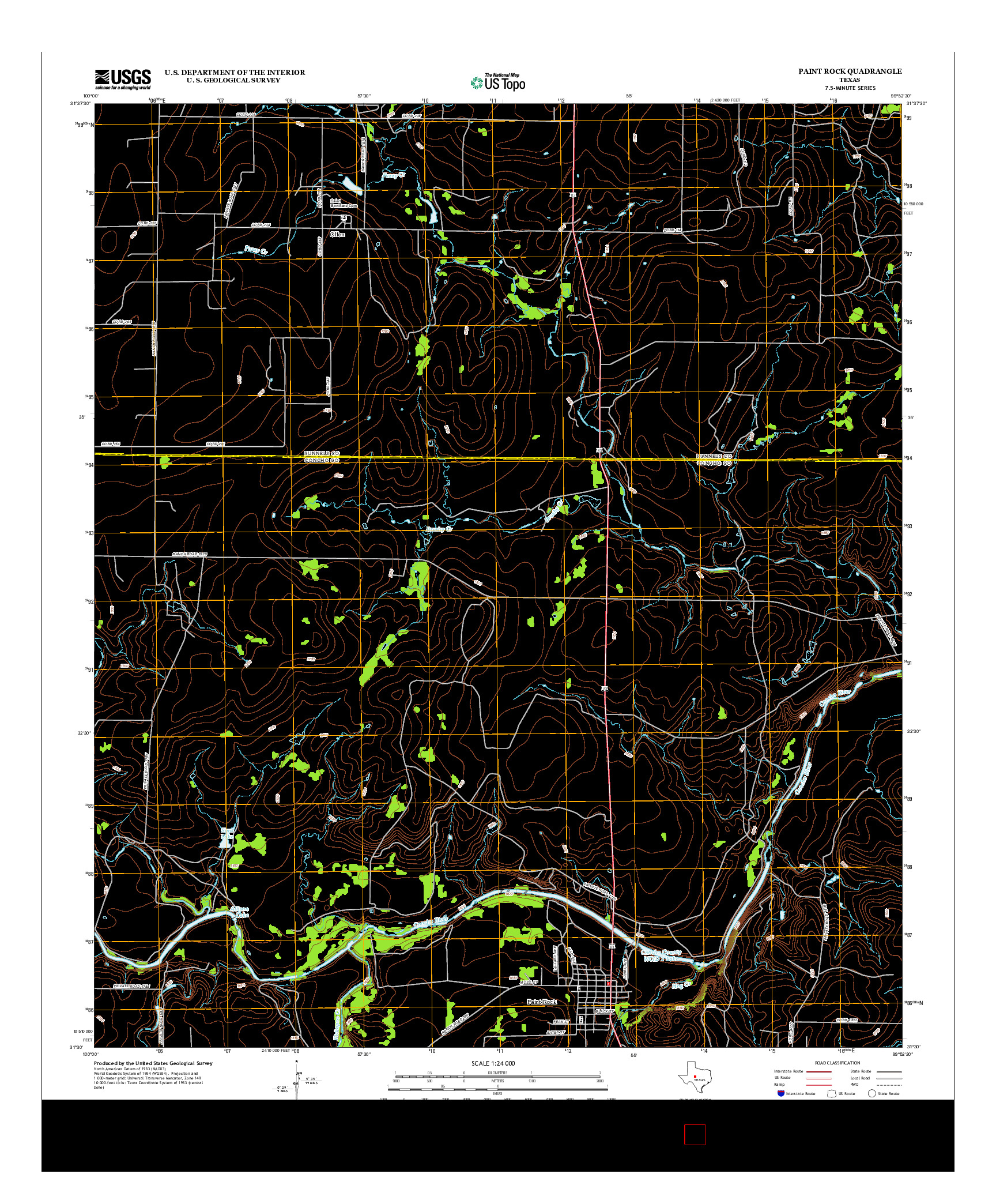 USGS US TOPO 7.5-MINUTE MAP FOR PAINT ROCK, TX 2013