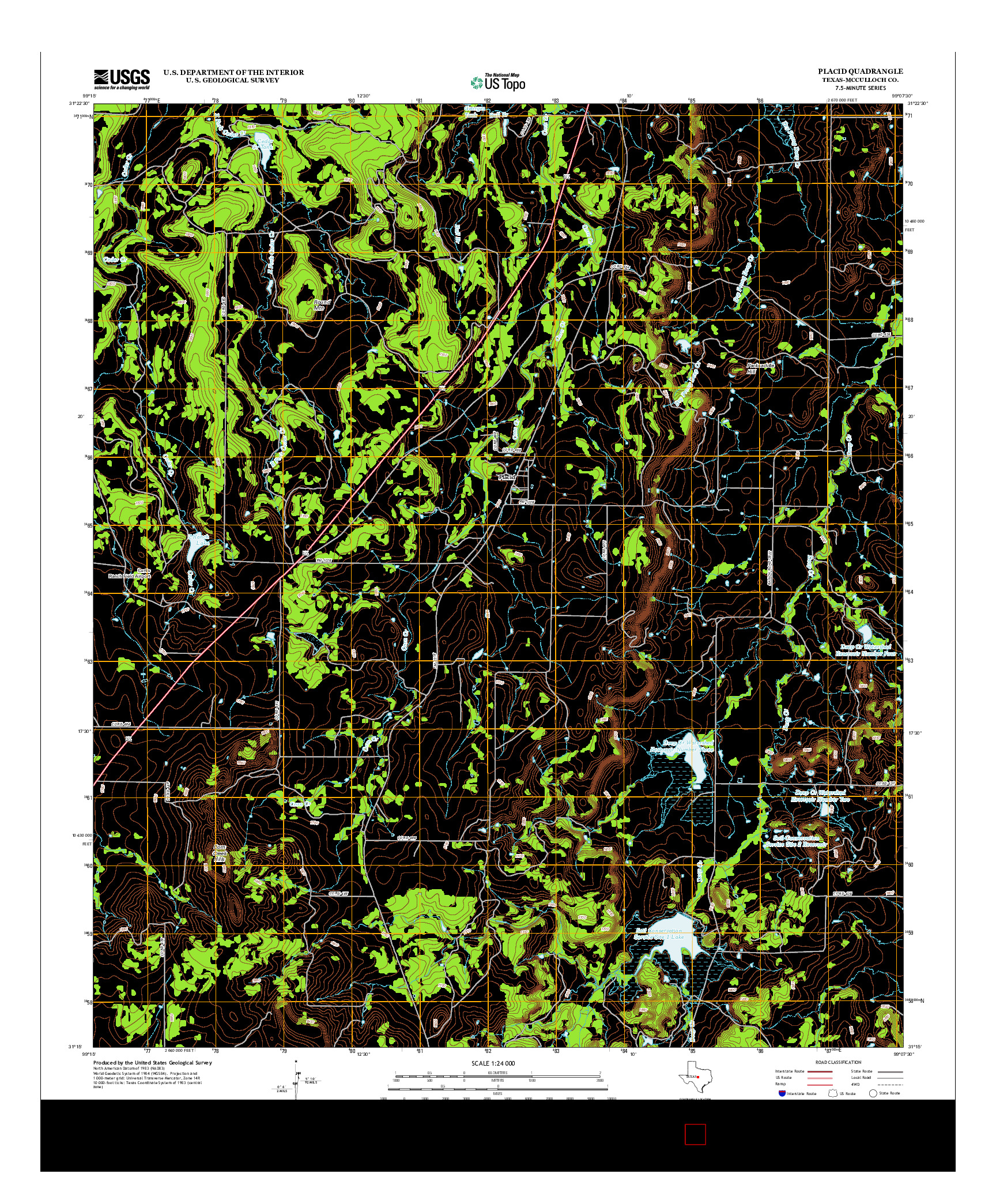 USGS US TOPO 7.5-MINUTE MAP FOR PLACID, TX 2013