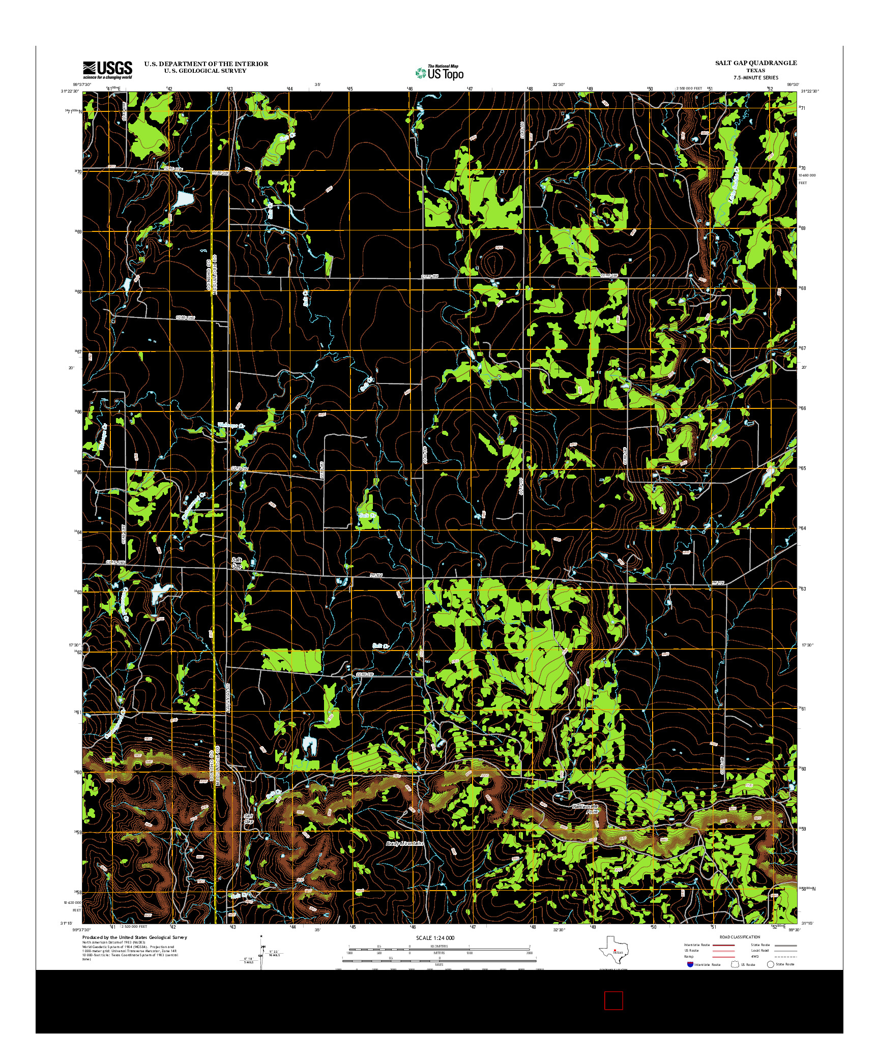 USGS US TOPO 7.5-MINUTE MAP FOR SALT GAP, TX 2013