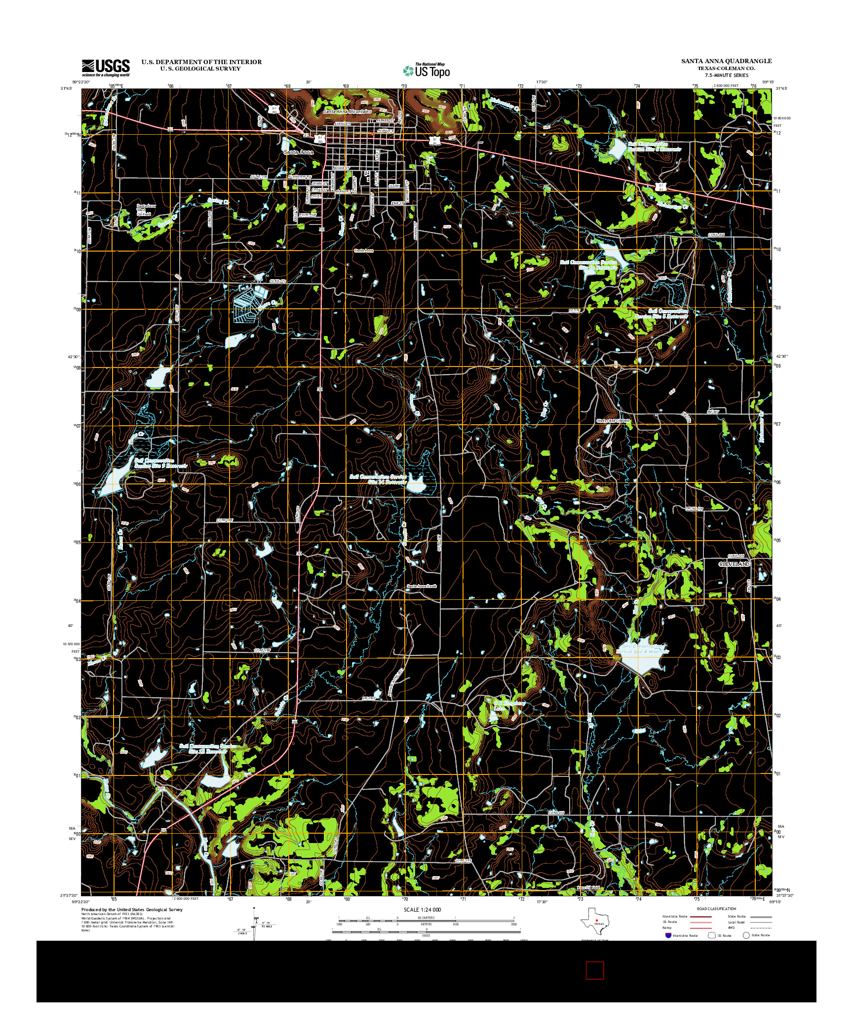 USGS US TOPO 7.5-MINUTE MAP FOR SANTA ANNA, TX 2013