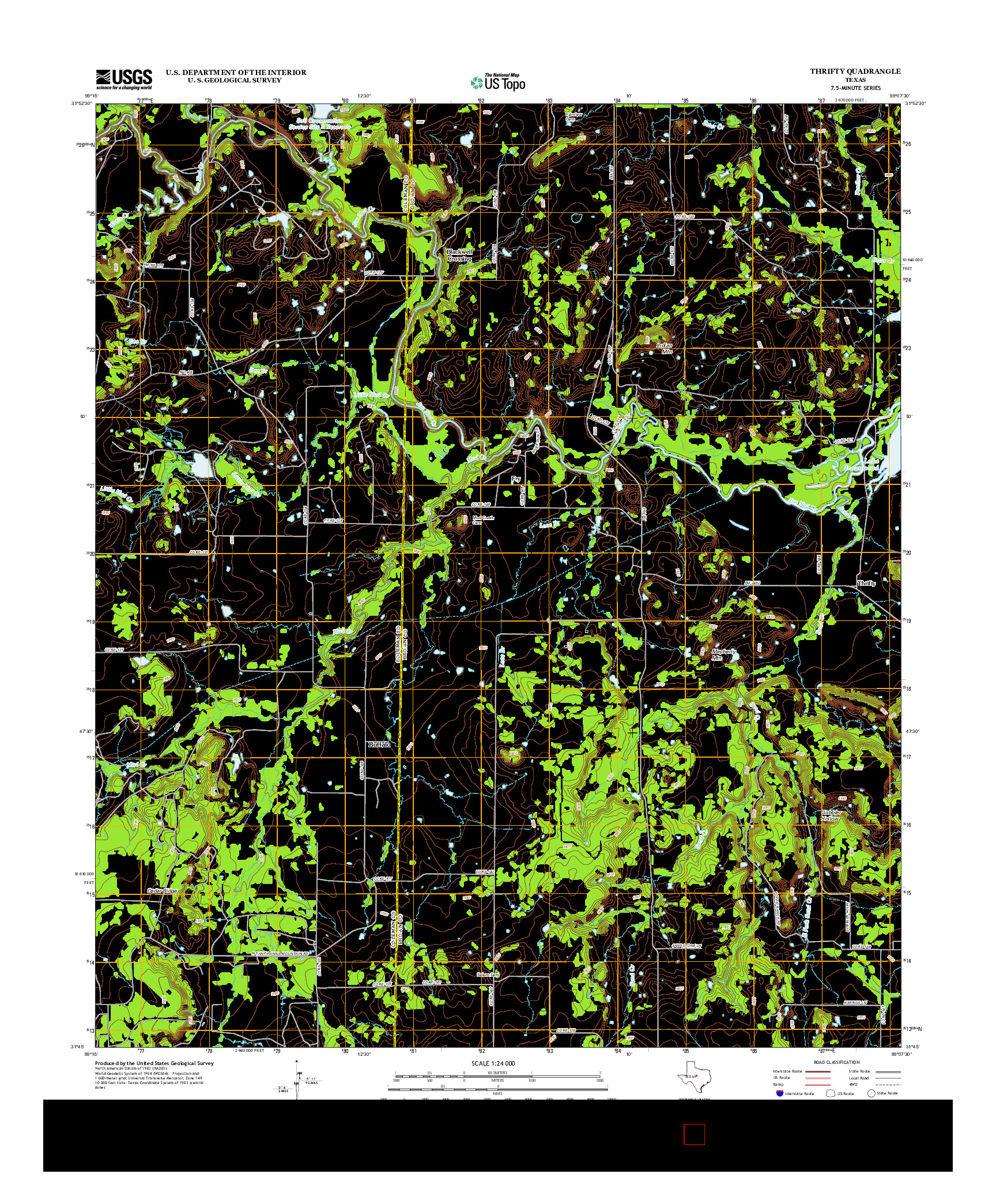 USGS US TOPO 7.5-MINUTE MAP FOR THRIFTY, TX 2013