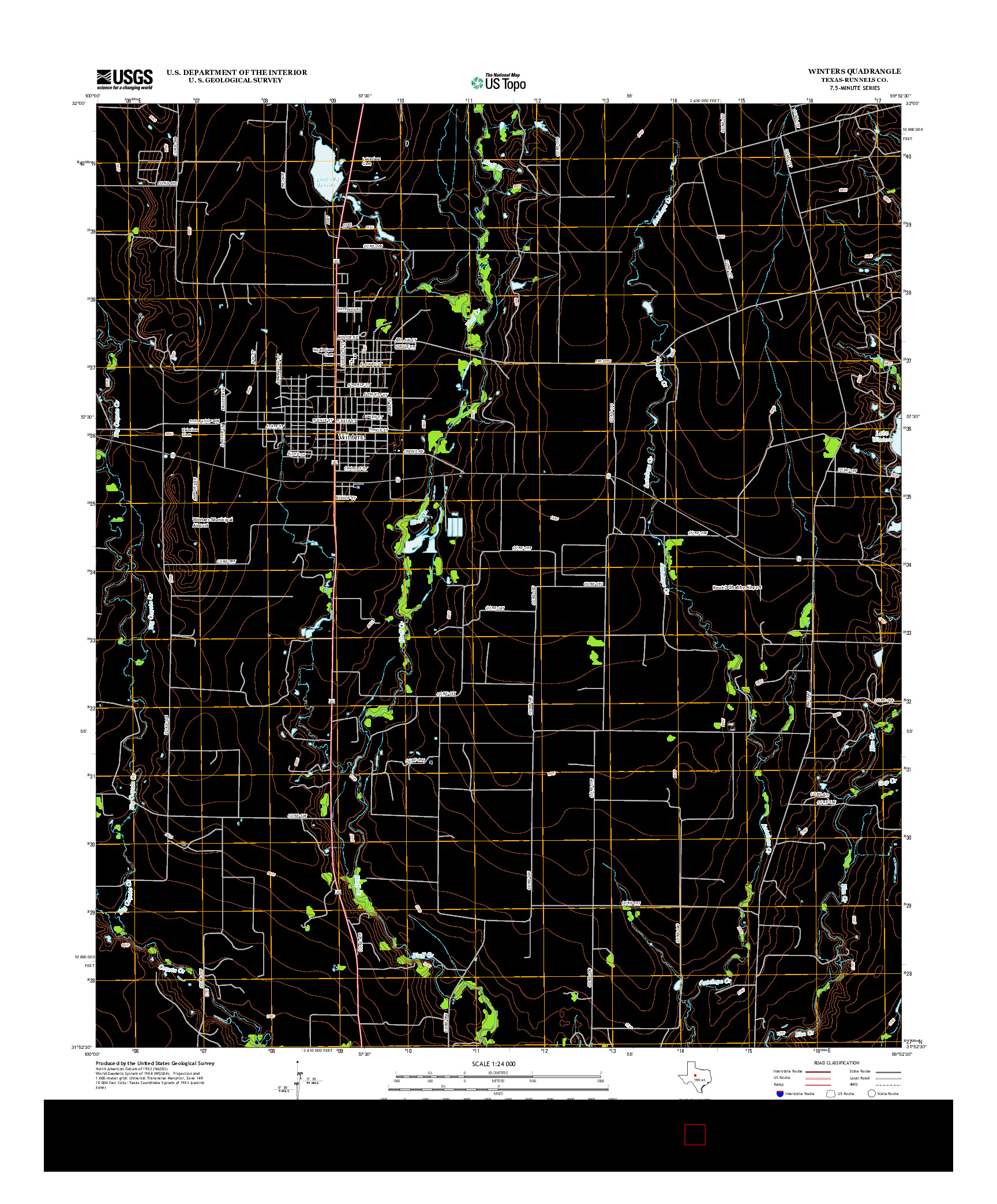 USGS US TOPO 7.5-MINUTE MAP FOR WINTERS, TX 2013