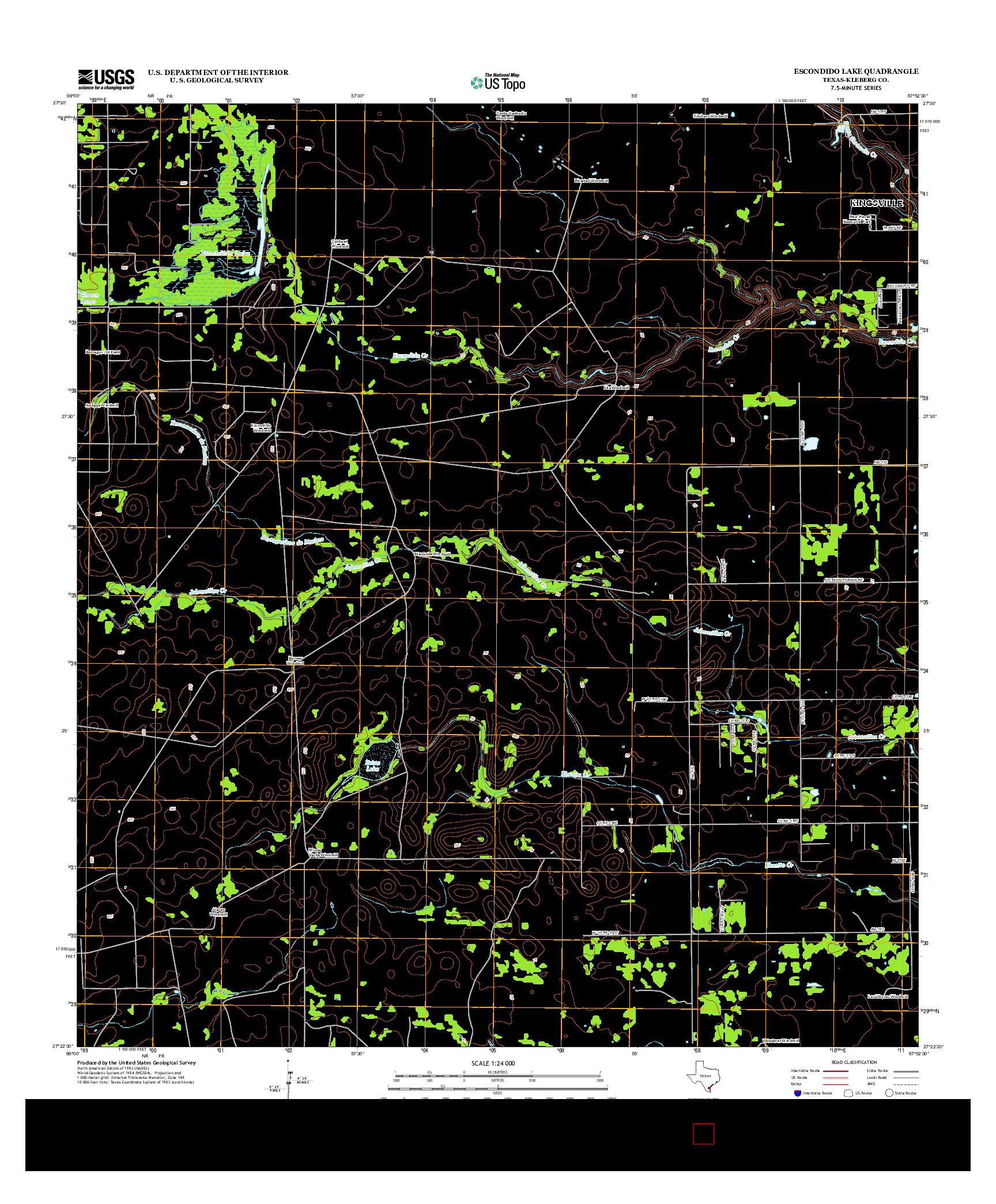USGS US TOPO 7.5-MINUTE MAP FOR ESCONDIDO LAKE, TX 2013
