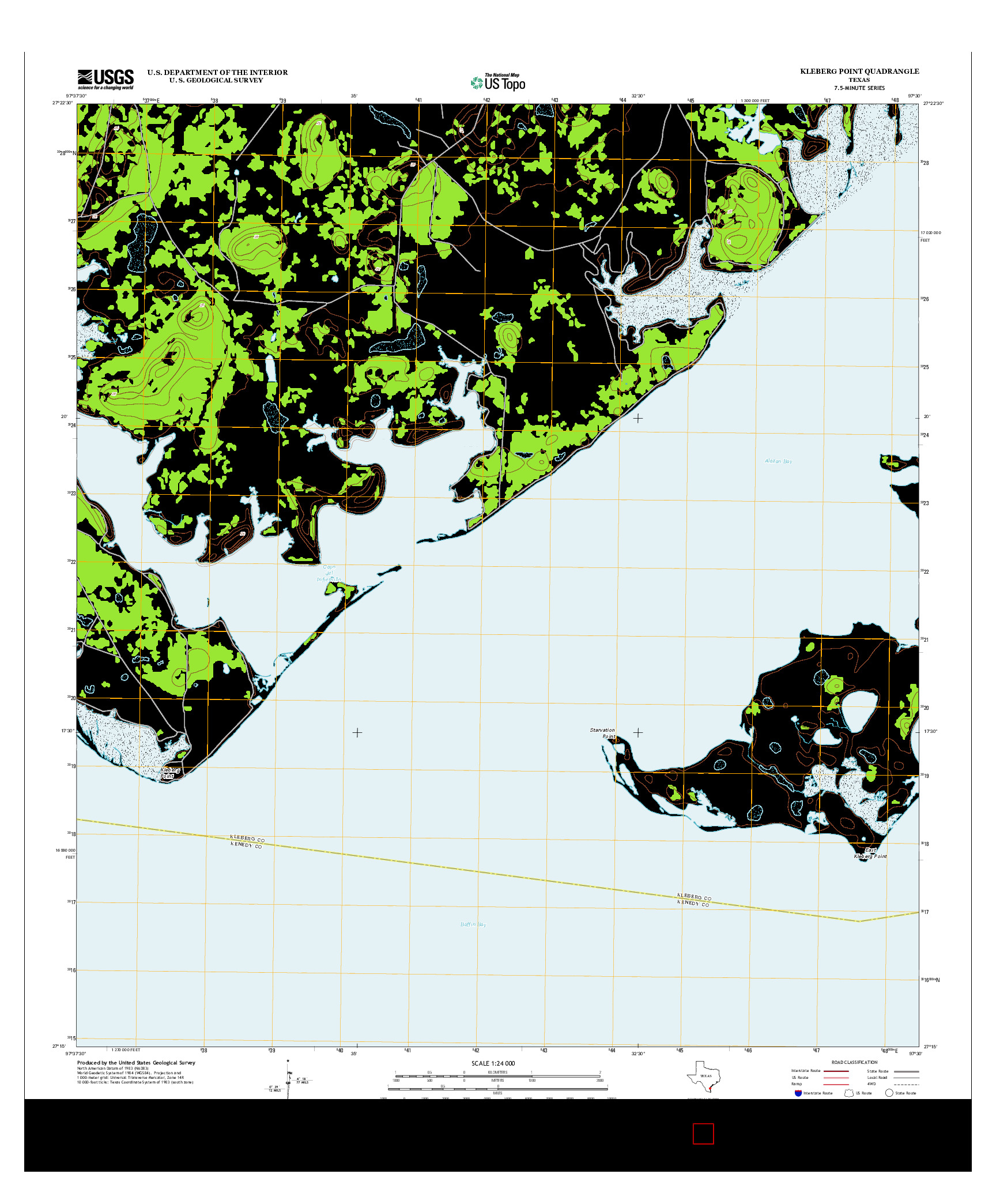 USGS US TOPO 7.5-MINUTE MAP FOR KLEBERG POINT, TX 2013