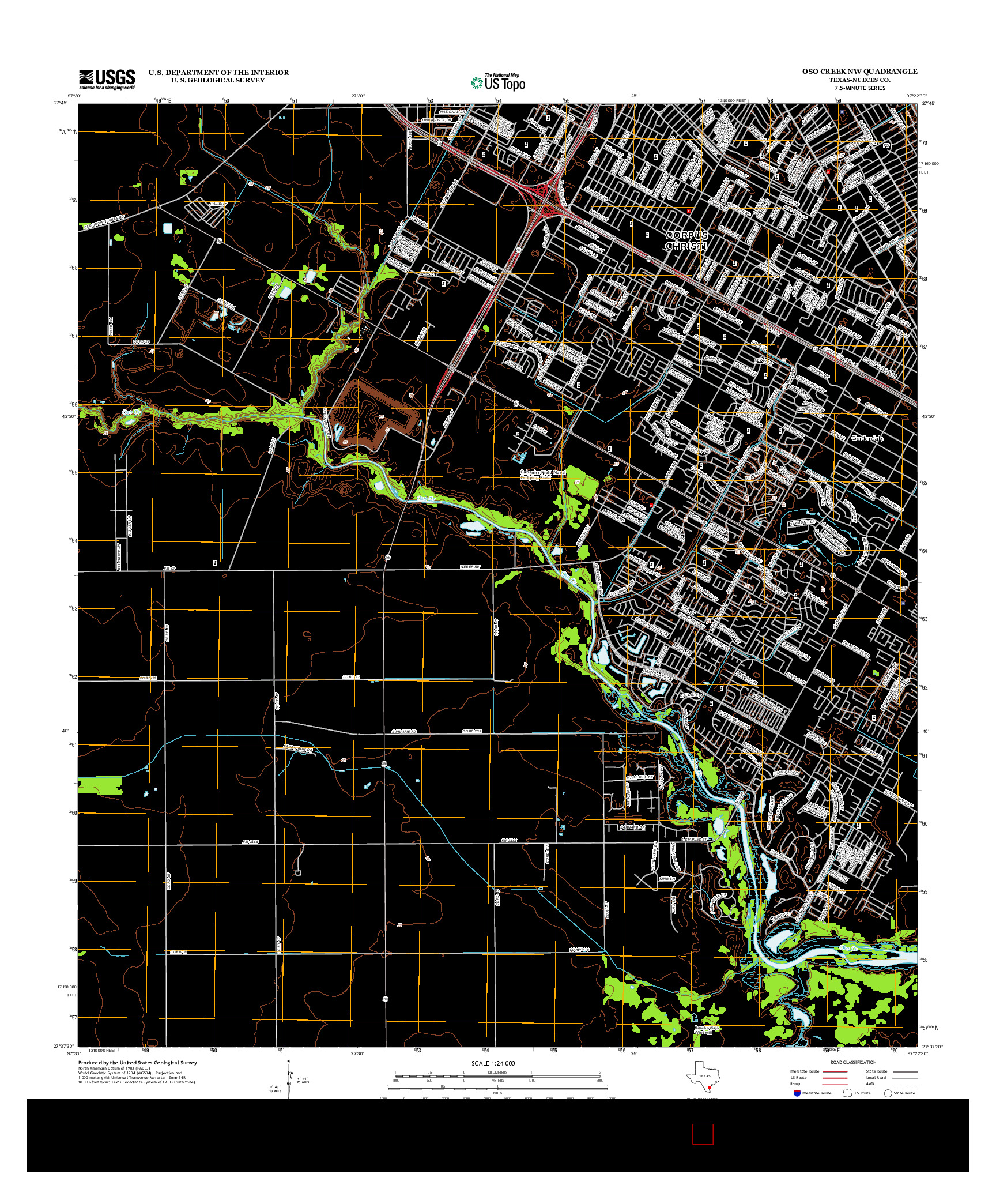 USGS US TOPO 7.5-MINUTE MAP FOR OSO CREEK NW, TX 2013